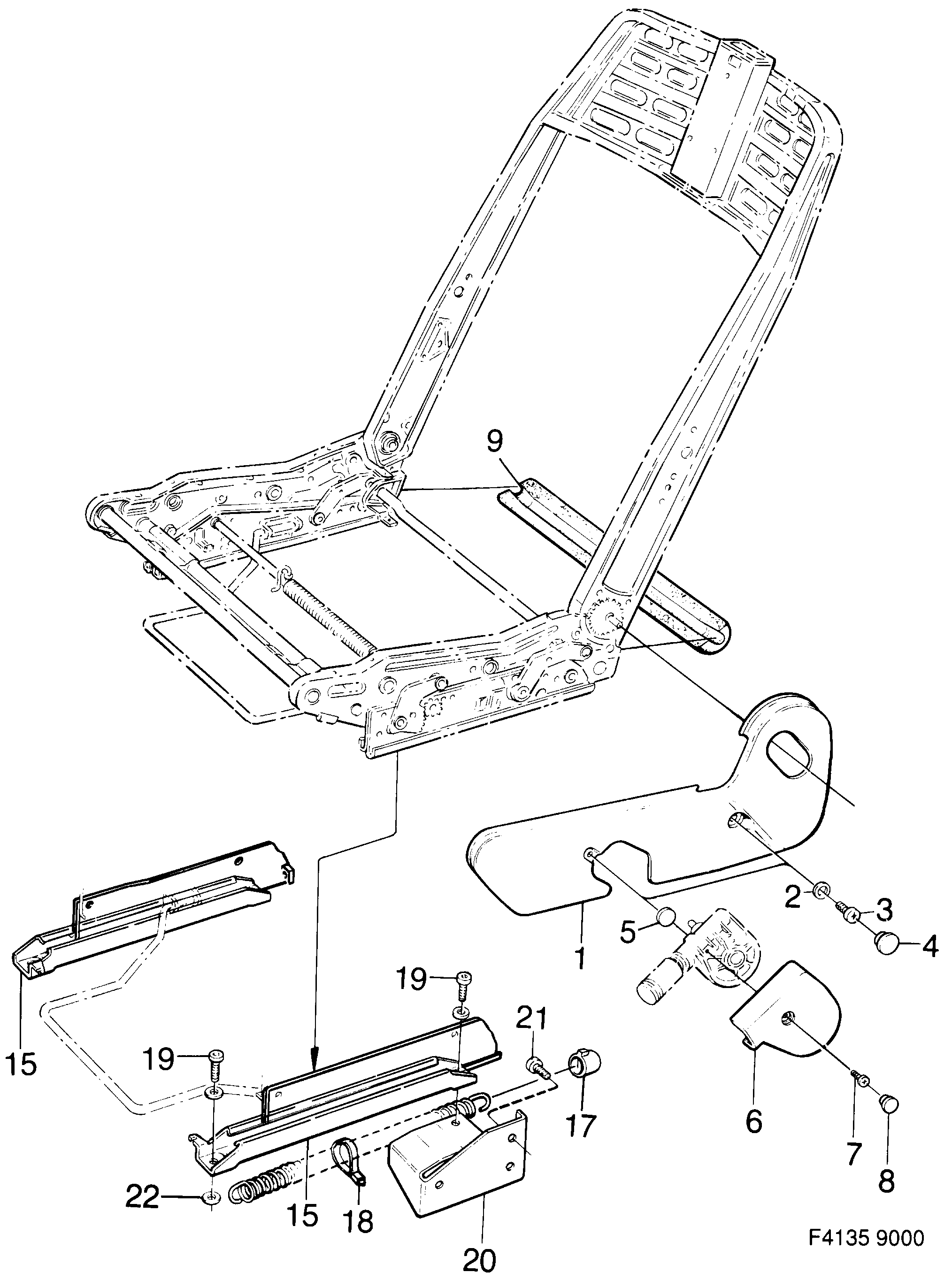 Saab 9000 Front seats Part 3 Manuel diagram