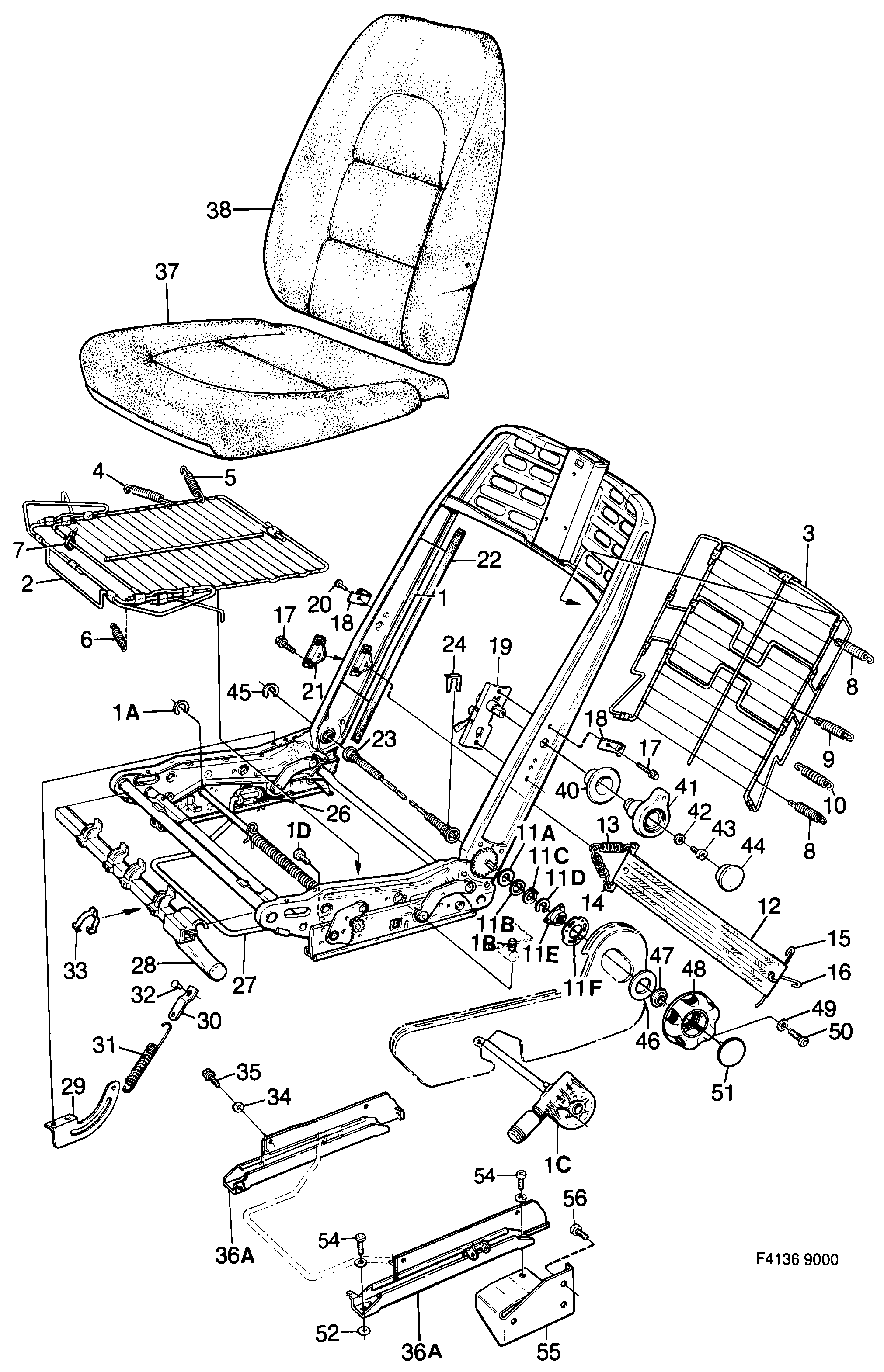 Saab 9000 Front seats Part 2 Manuel diagram