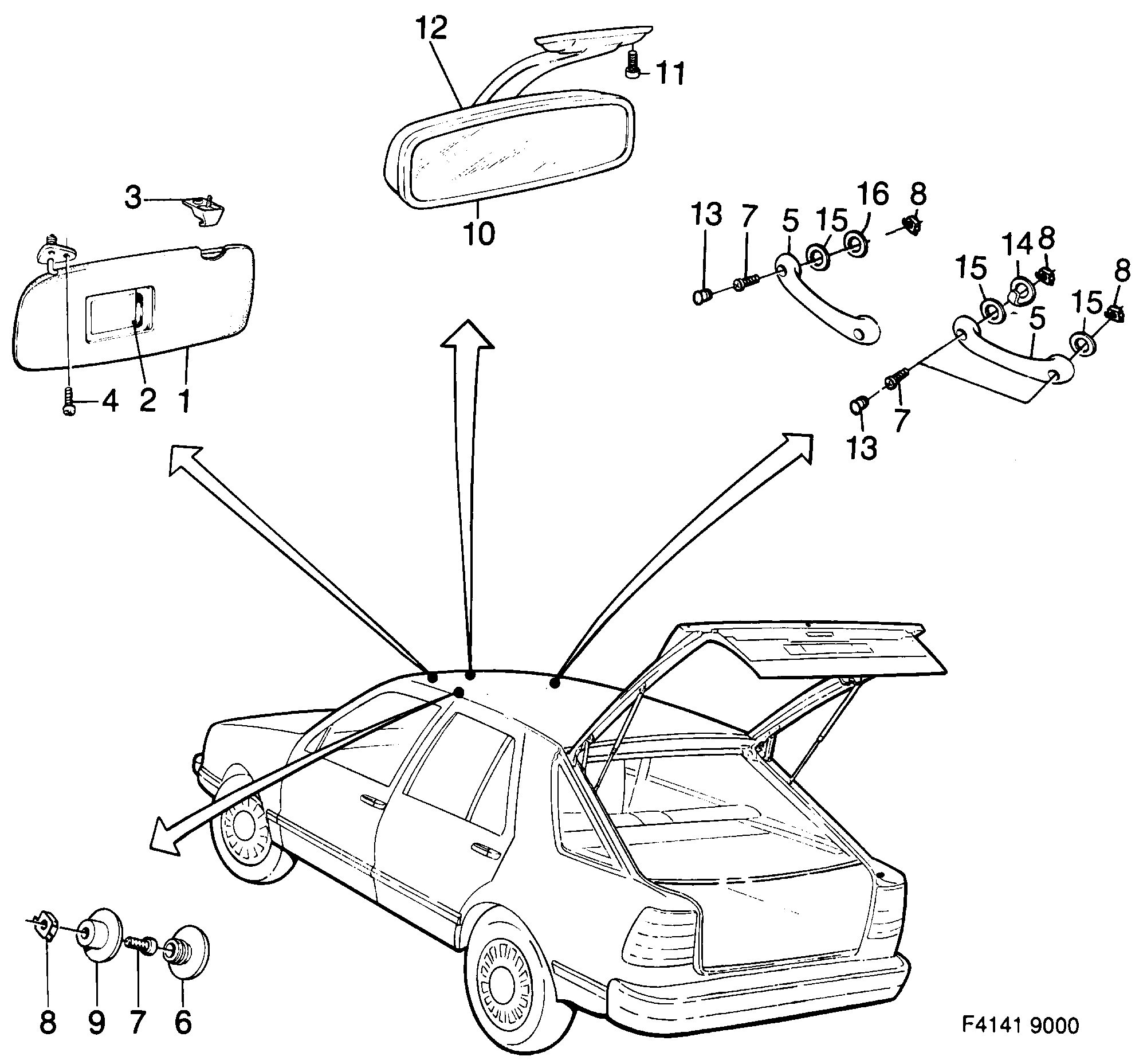 Saab 9000 Other interior equipment diagram