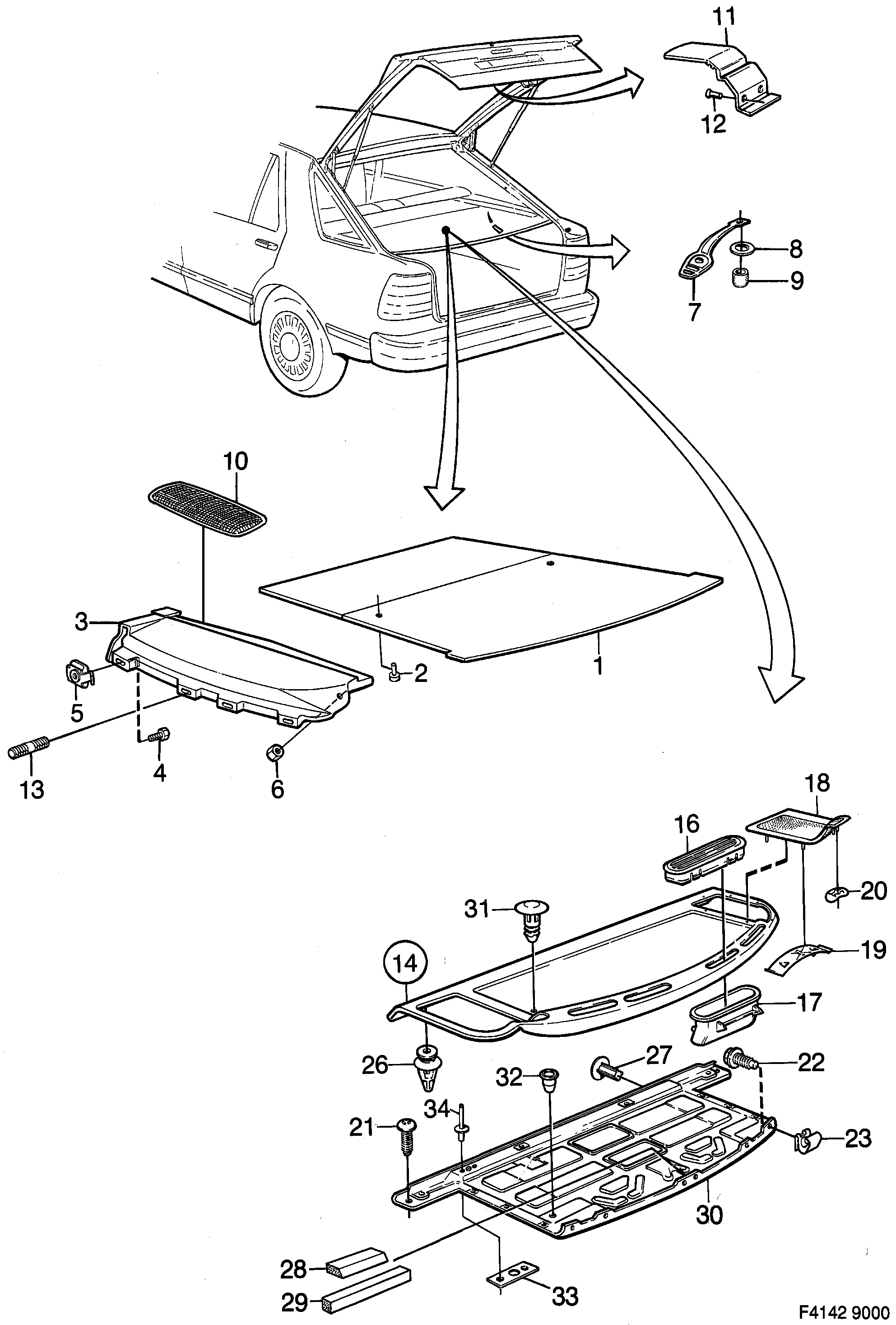 Saab 9000 Shelf diagram