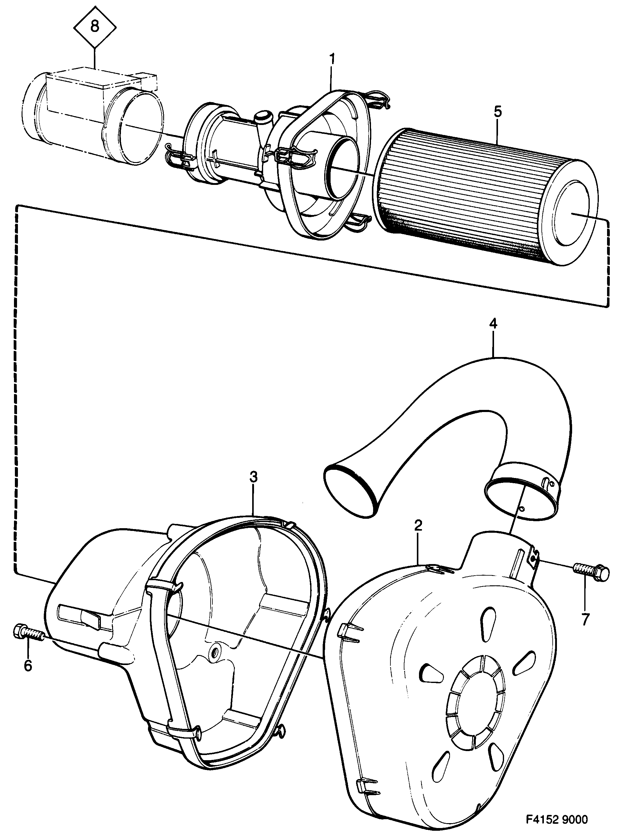 Saab 9000 Air cleaner engine diagram