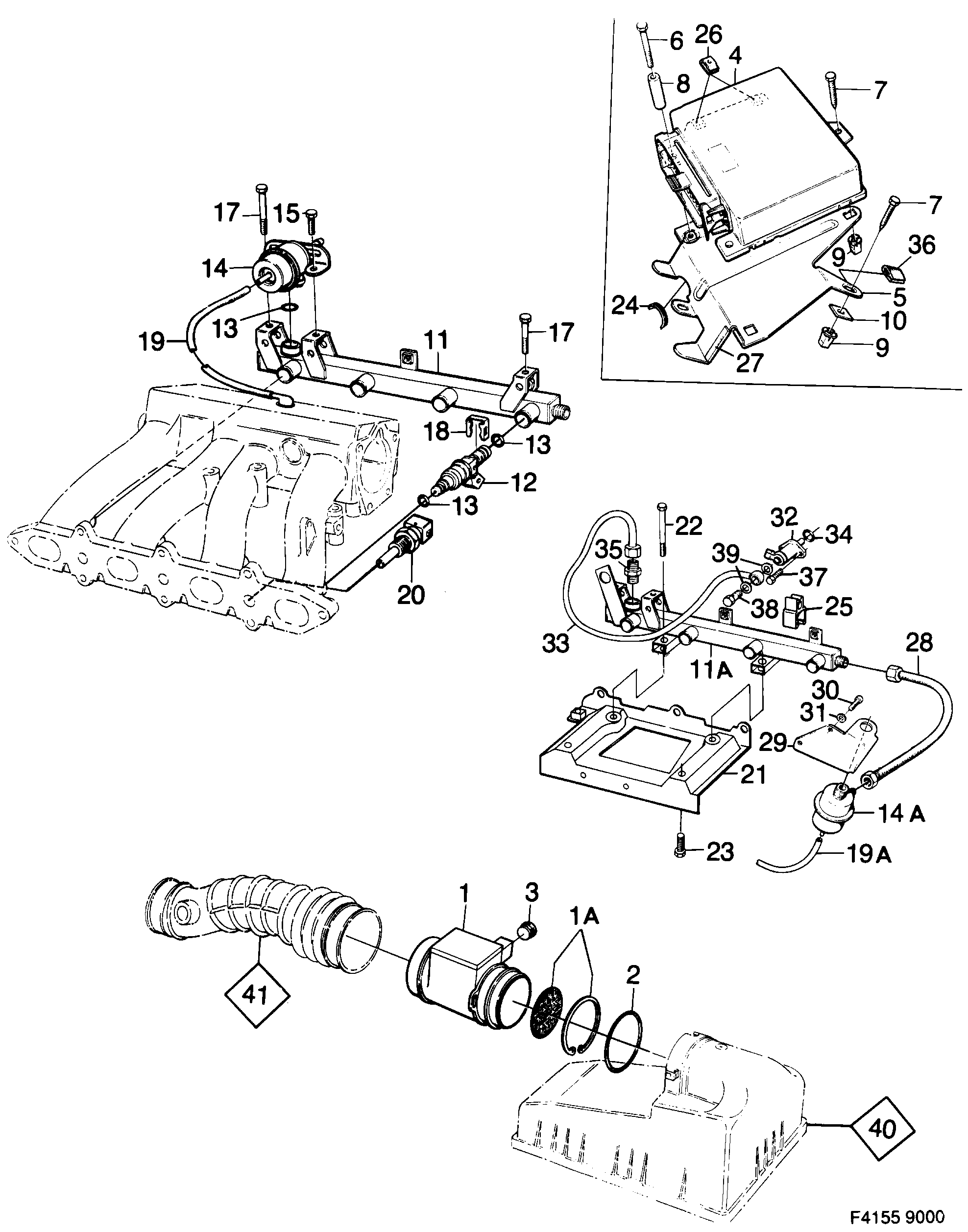 Saab 9000 Mass air flow sensor diagram