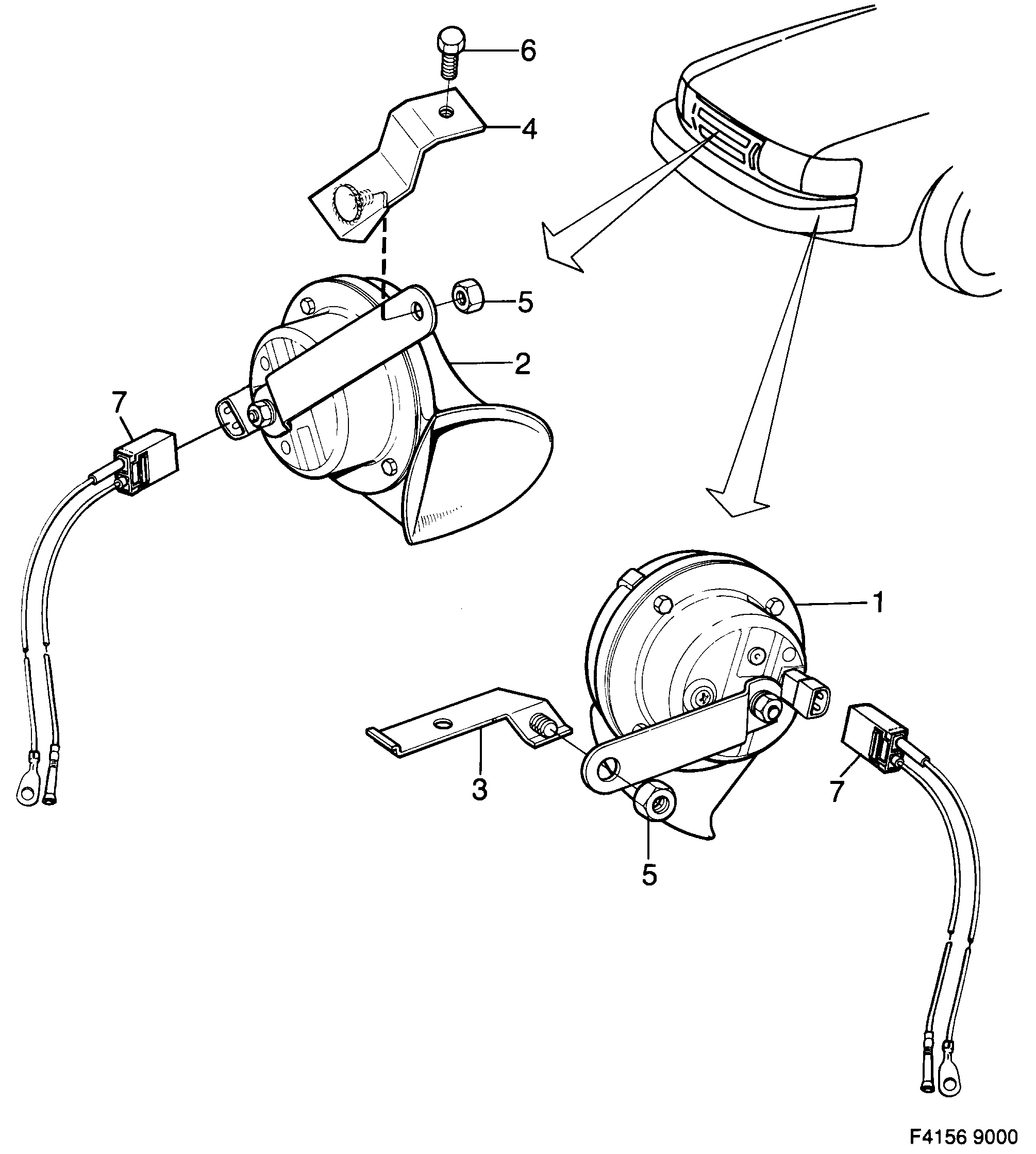 Saab 9000 Horn diagram