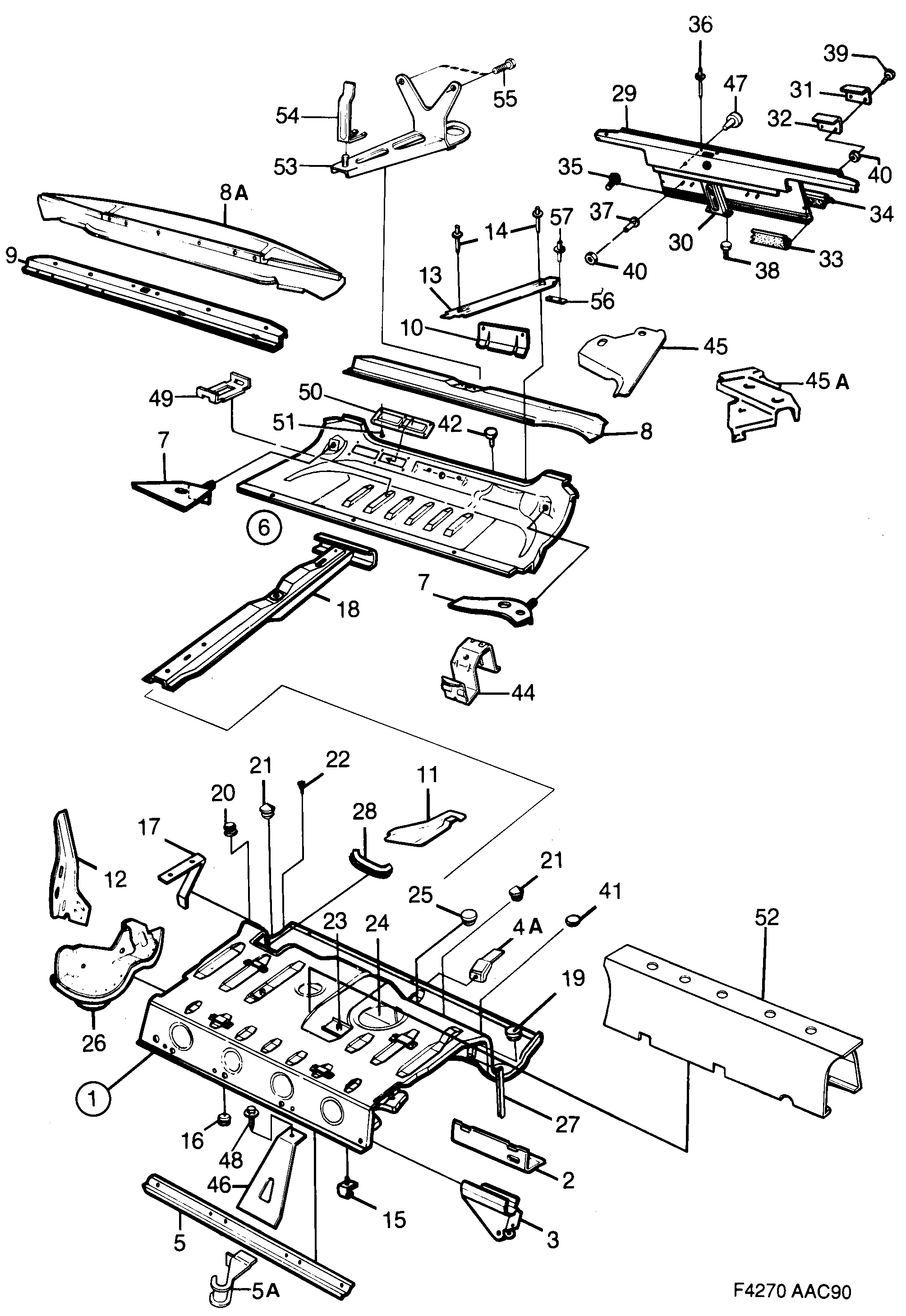 Saab 900 Rear floor diagram