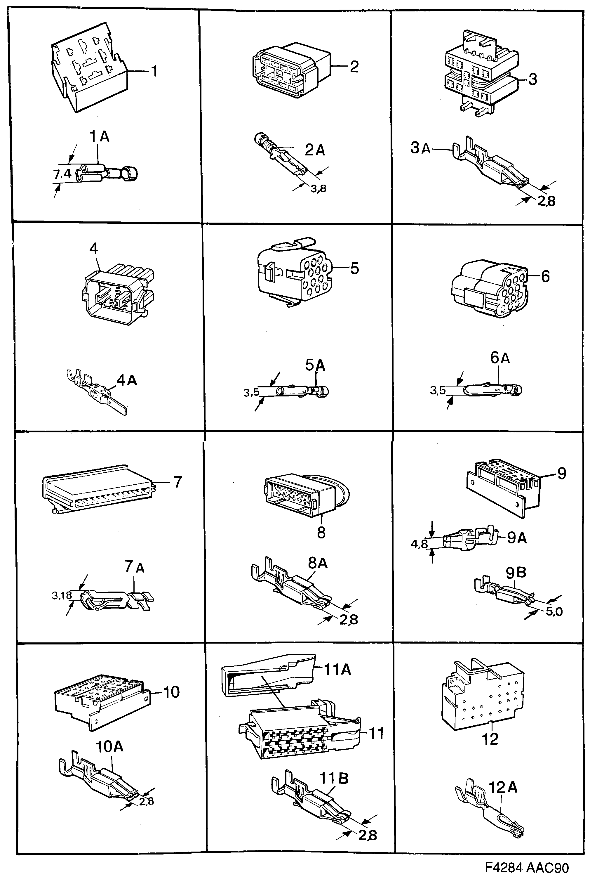 Saab 900 Connector housing etc diagram