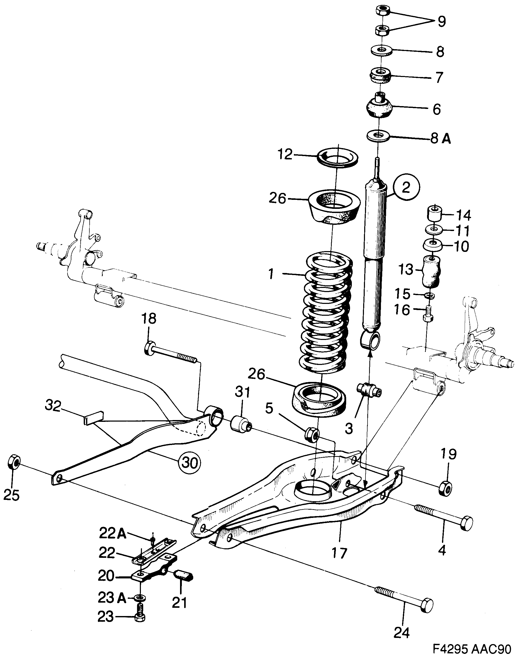 Saab 900 Rear suspension diagram