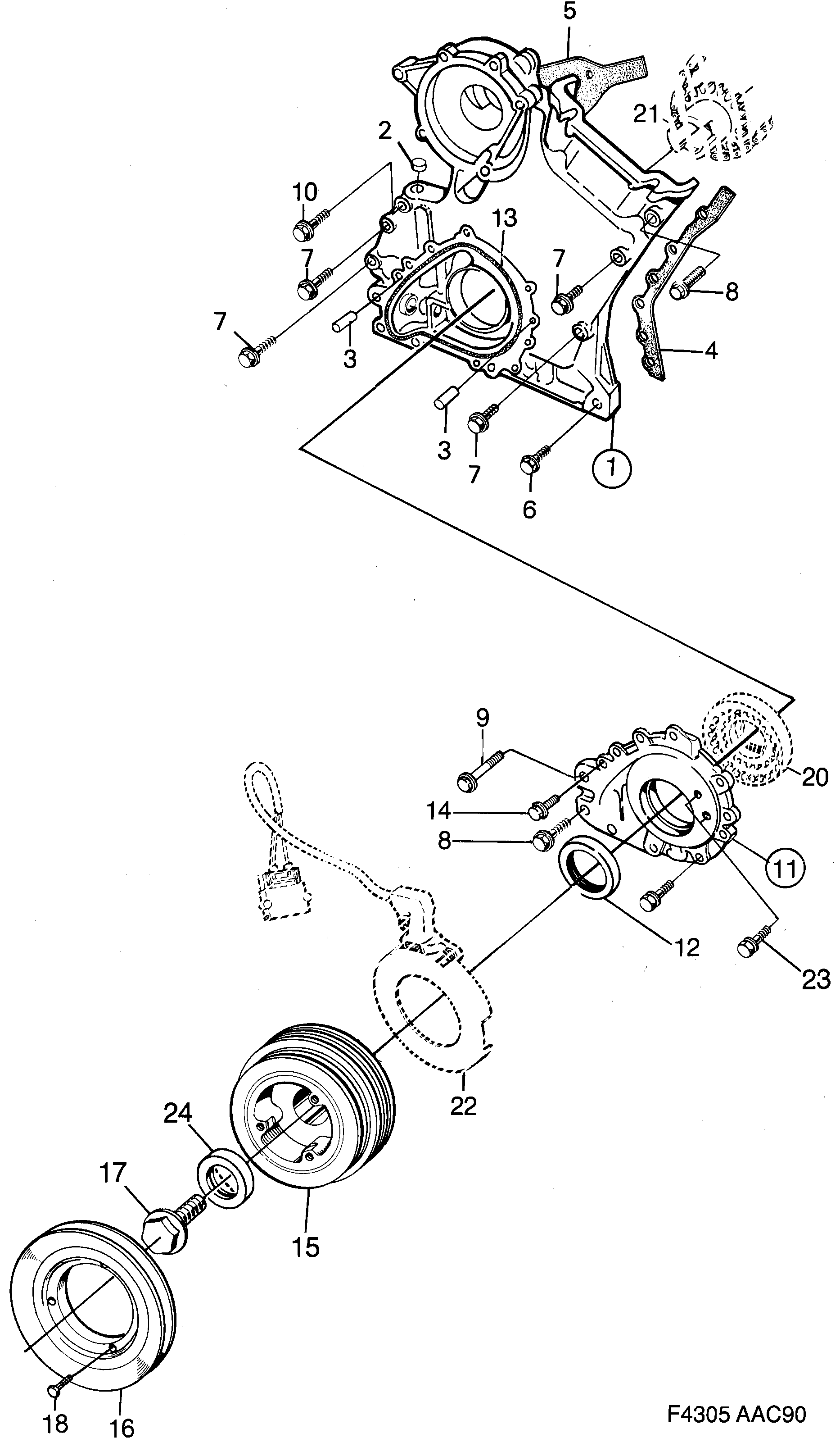 Saab 900 Transmission cover, diagram