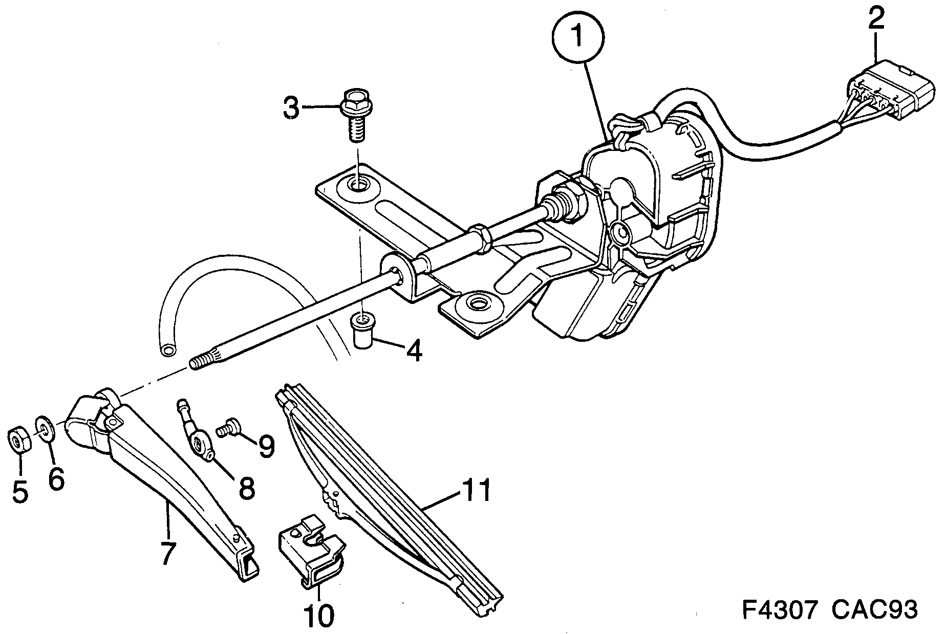 Saab 9000 Headlamp wiper diagram