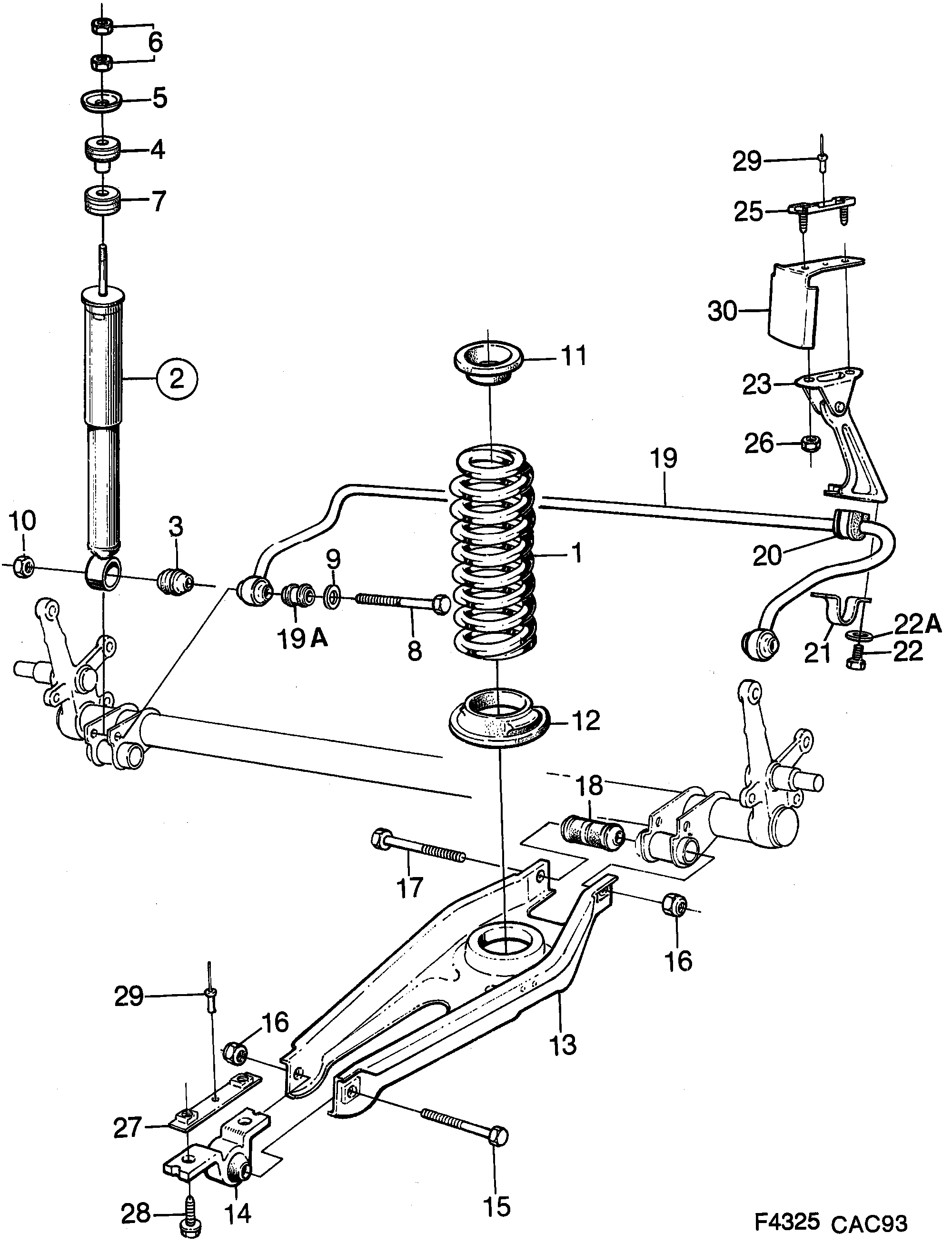Saab 9000 Rear suspension diagram