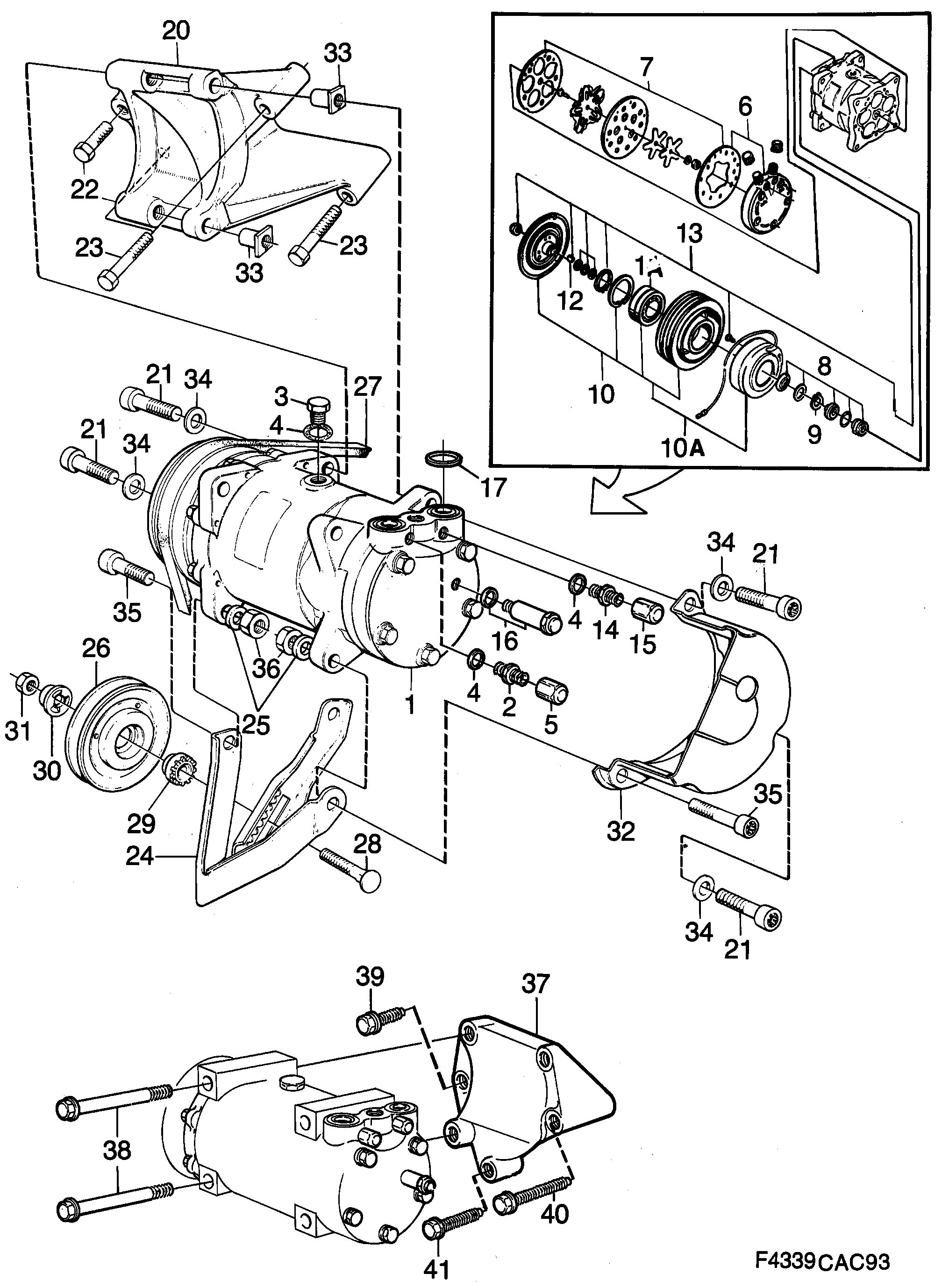 Saab 9000 AC compressor, R12 diagram