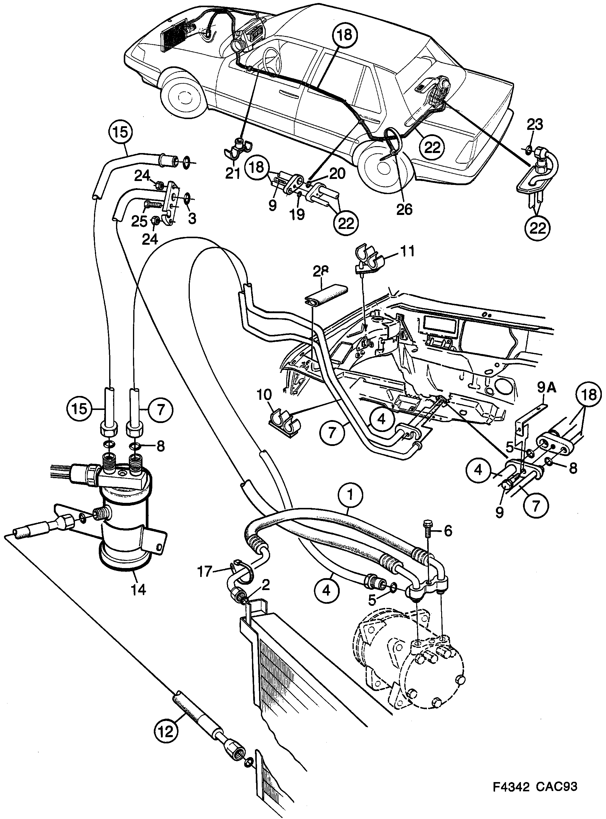 Saab 9000 Hose RAC diagram