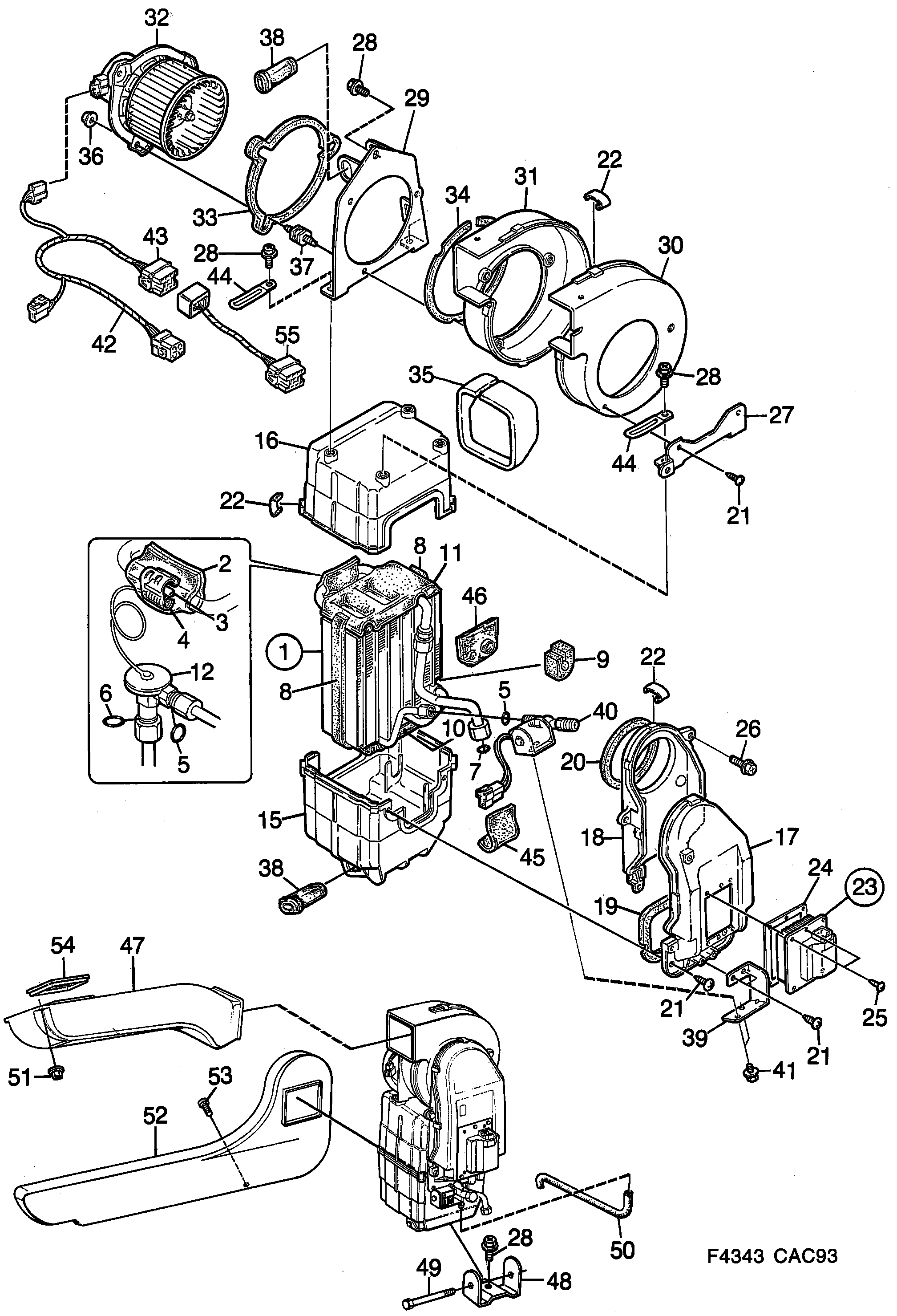 Saab 9000 AC evaporator RAC diagram
