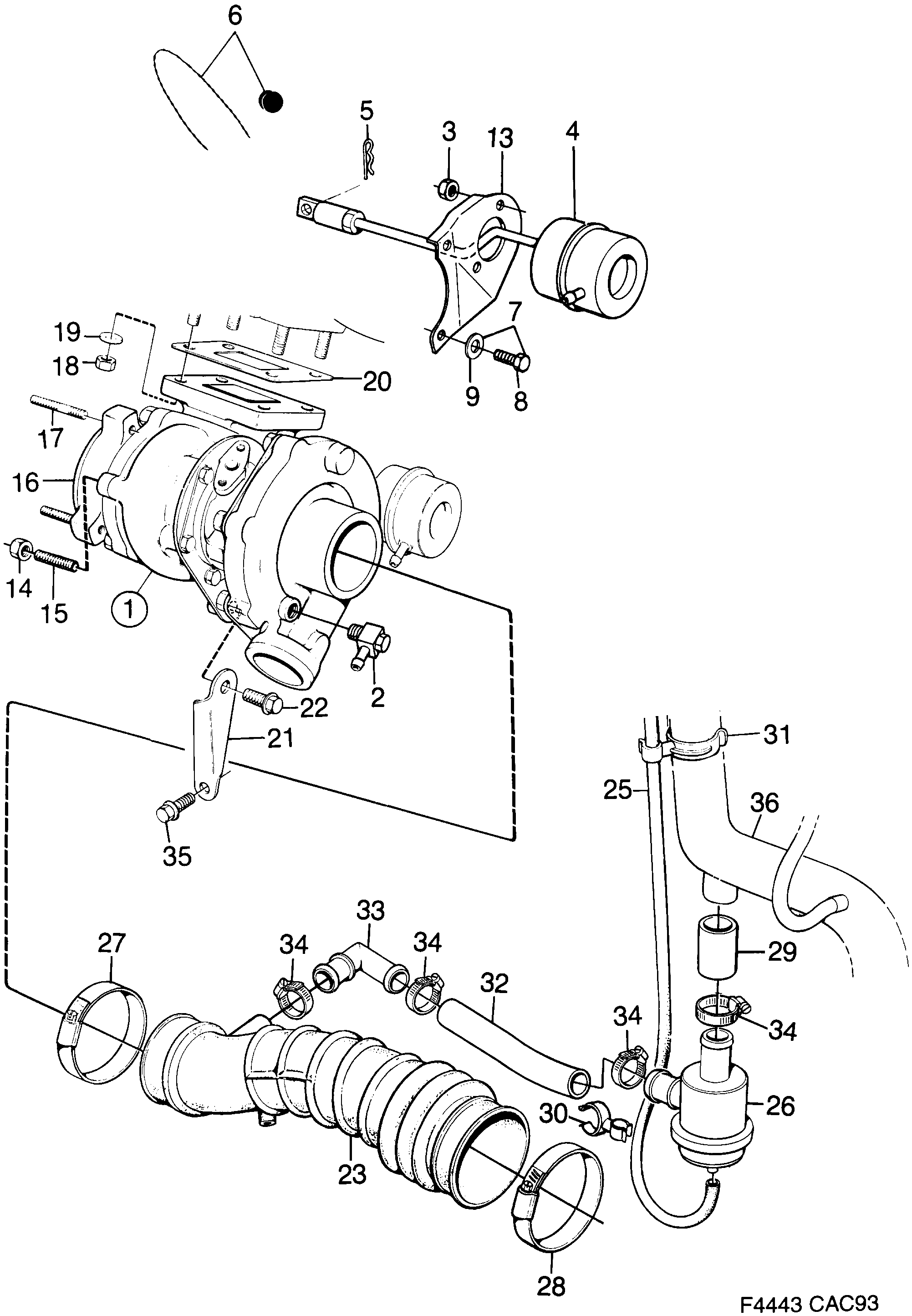 Saab 9000 Turbocharger TE05 diagram