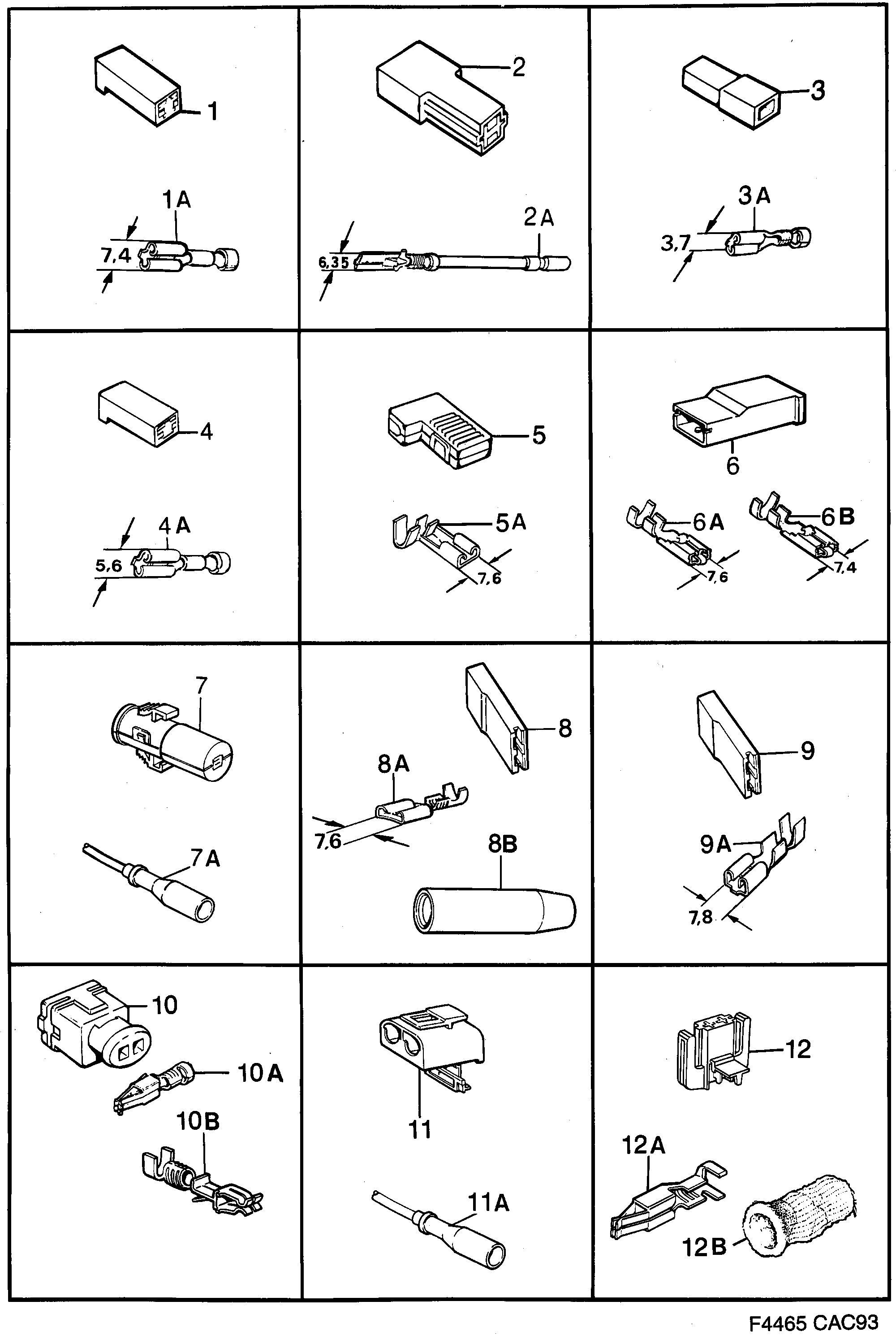 Saab 9000 Connector housing etc diagram