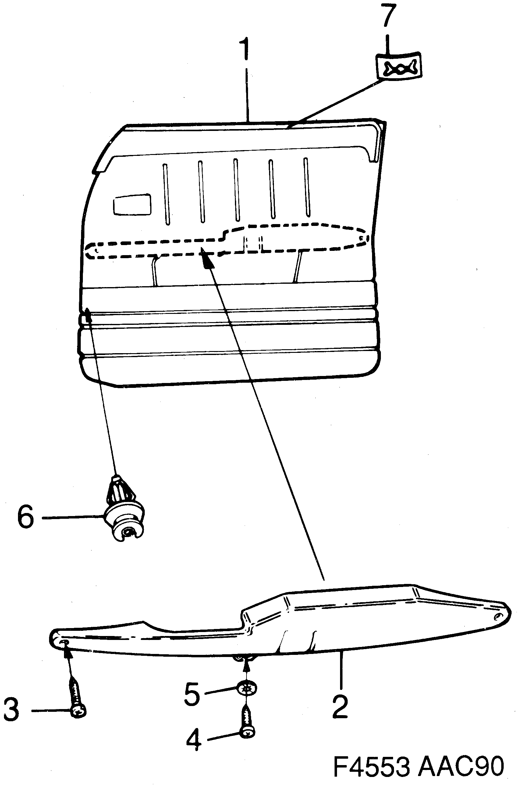 Saab 900 Door panel Front diagram