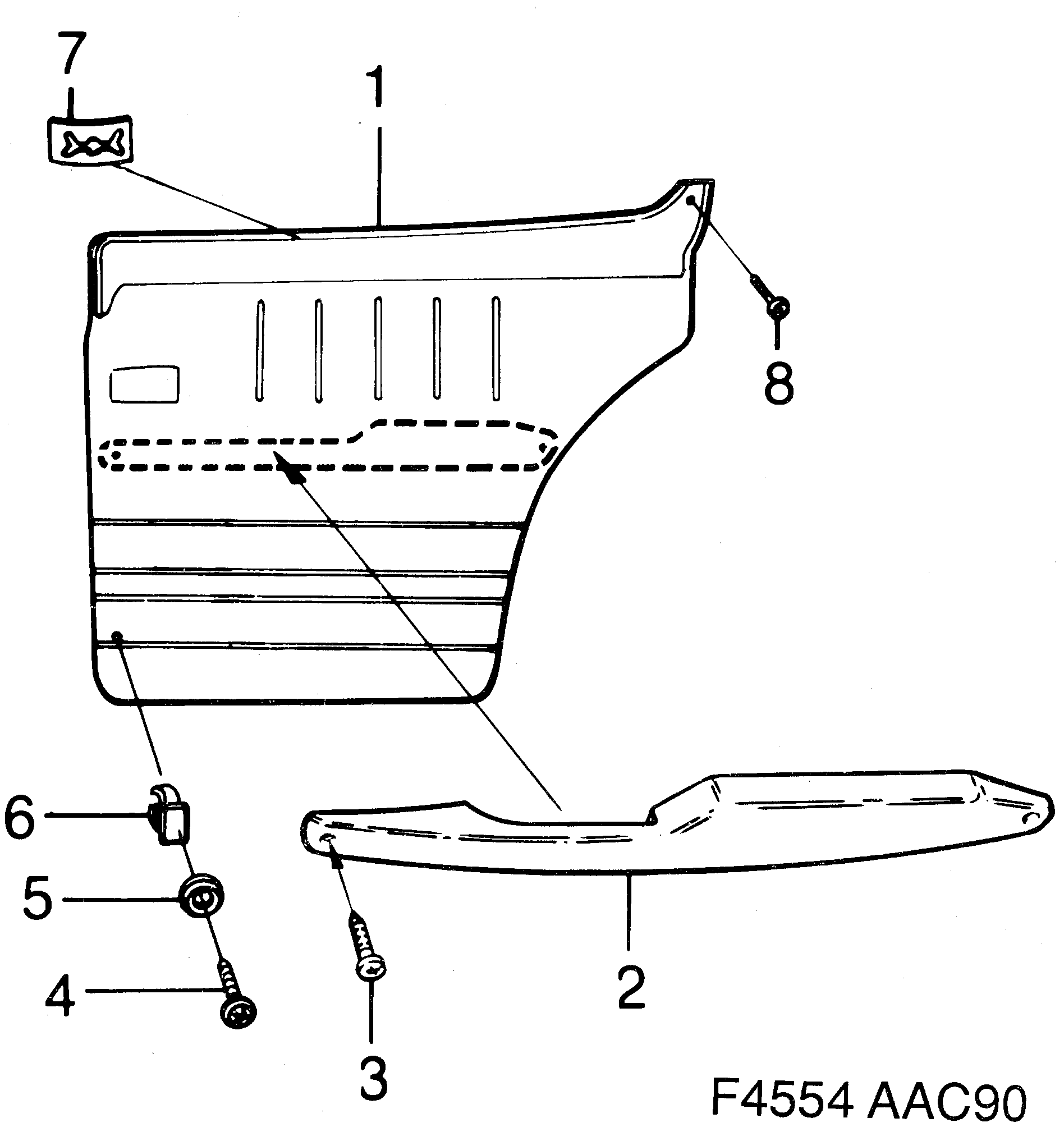 Saab 900 Door panel Rear diagram