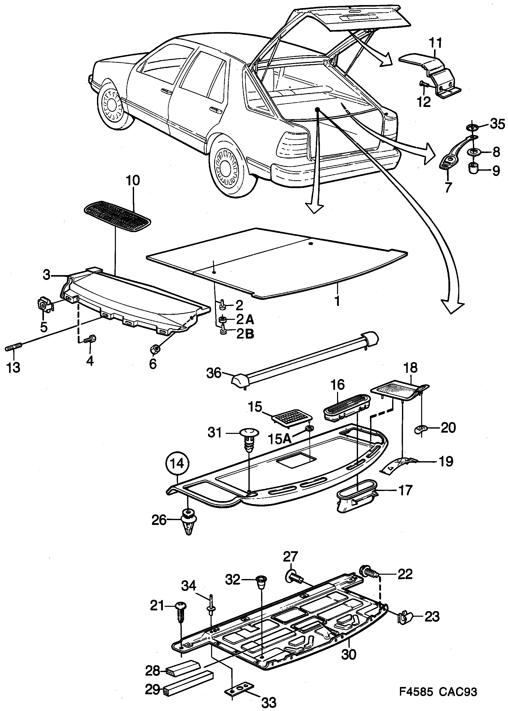 Saab 9000 Shelf diagram