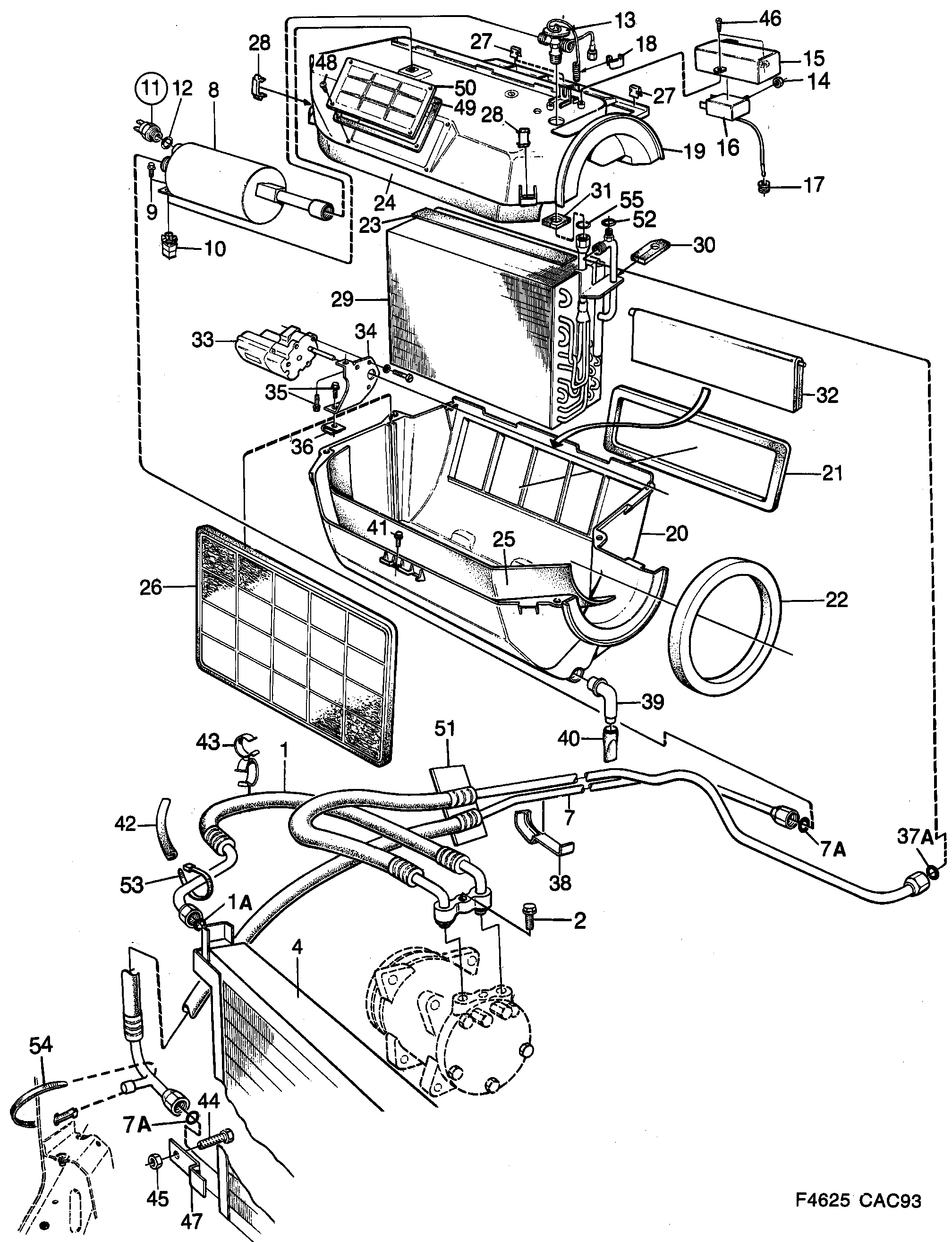 Saab 9000 AC evaporator diagram
