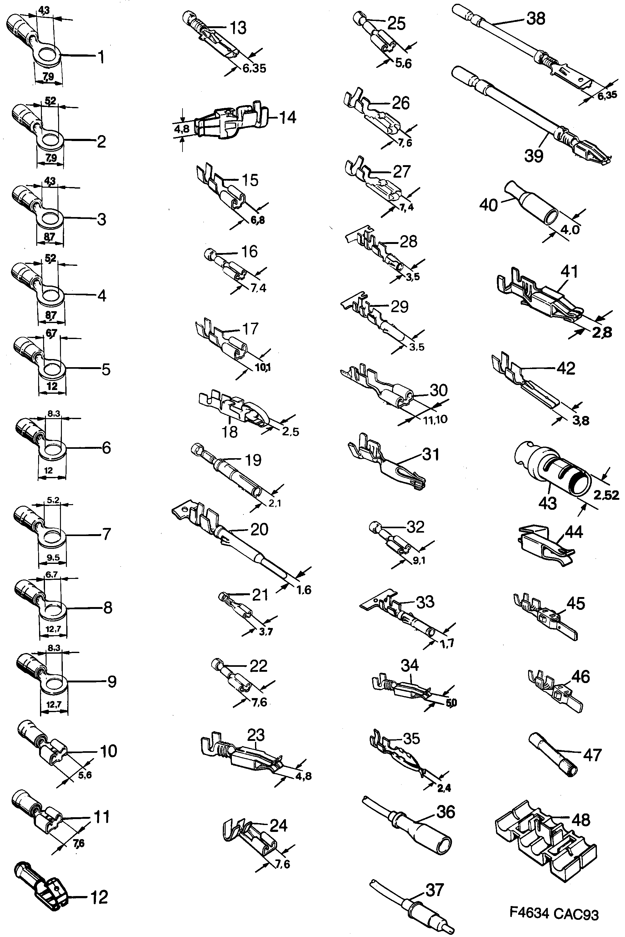 Saab 9000 Cable terminal diagram