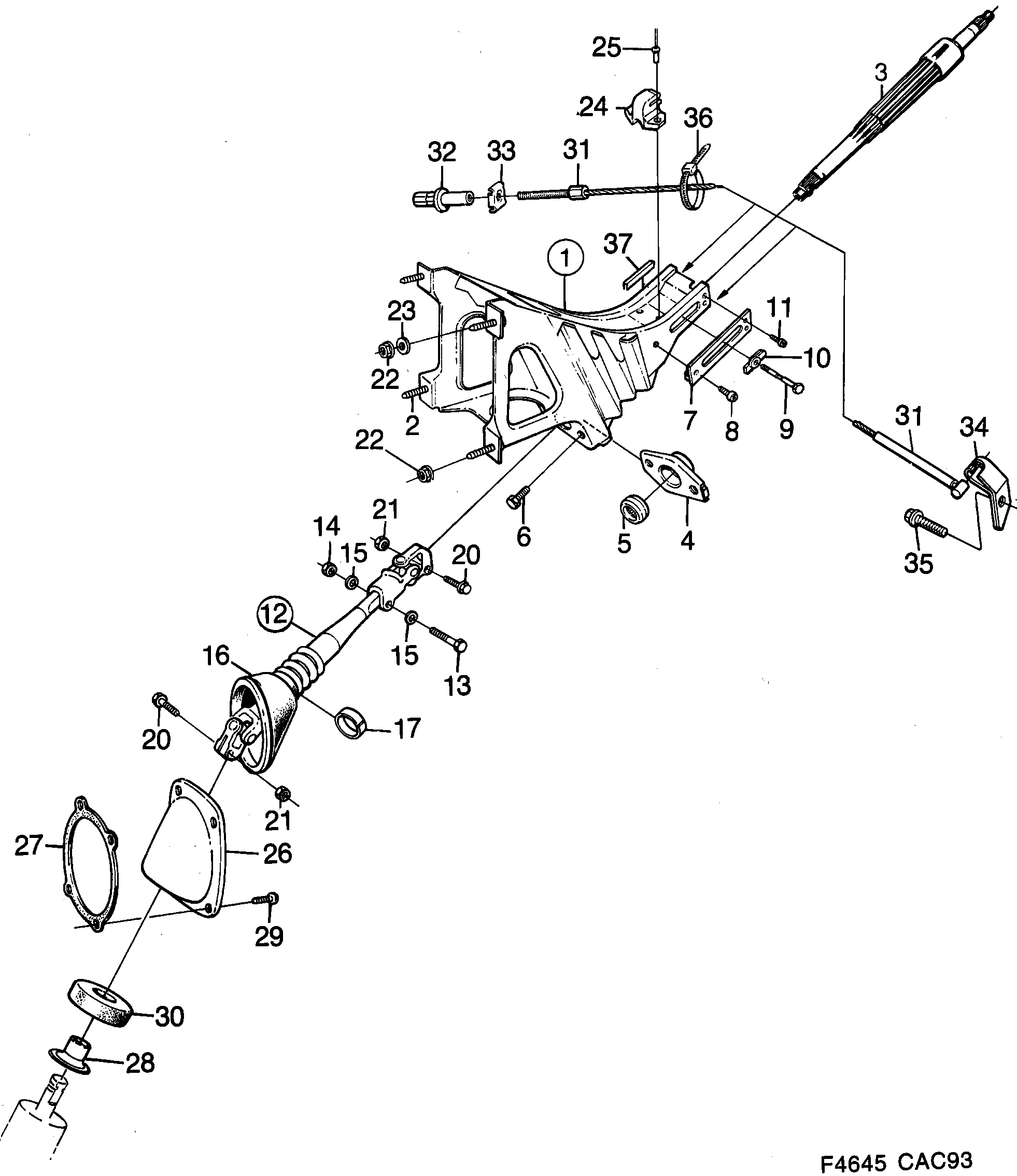 Saab 9000 Intermediate shaft Bracket diagram