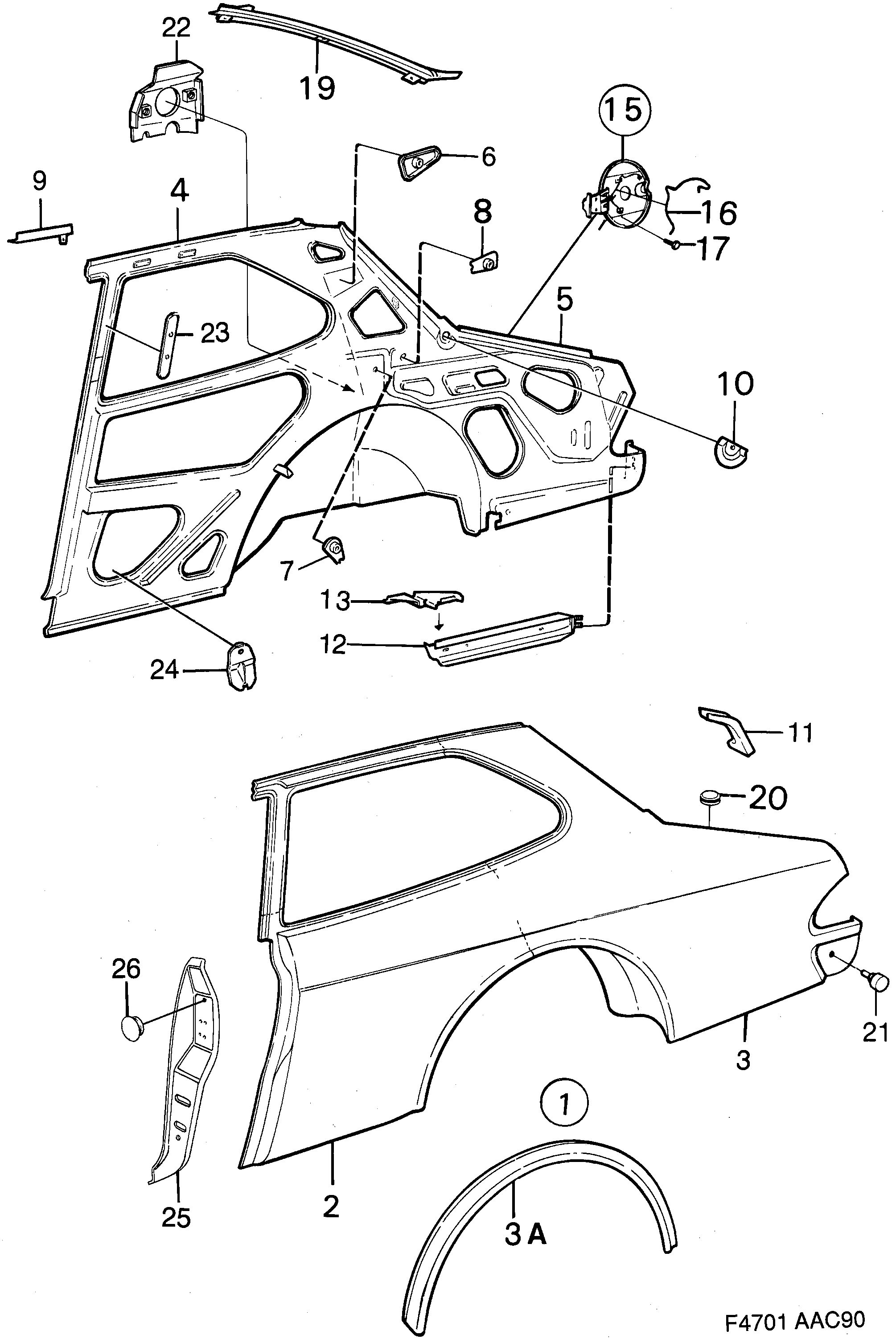 Saab 900 Valance diagram