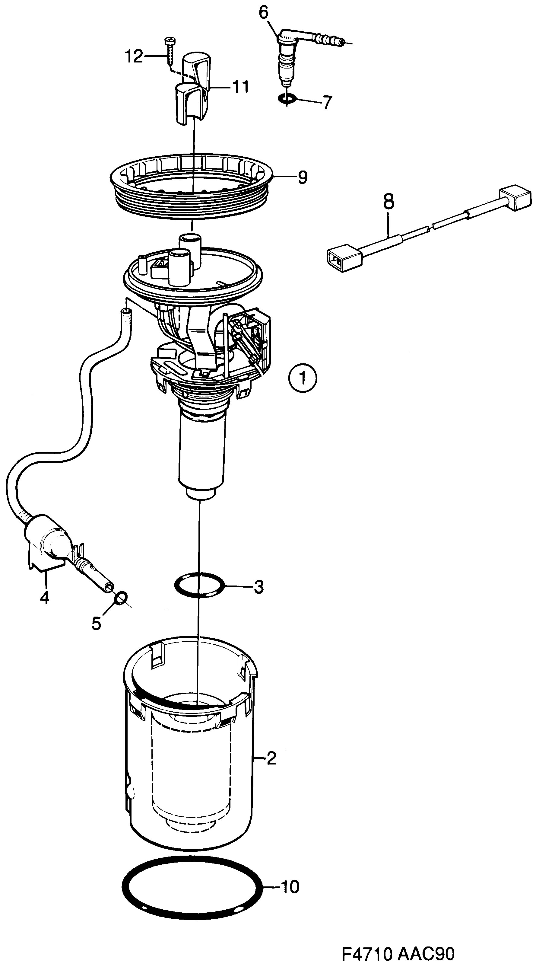 Saab 900 Fuel pump diagram