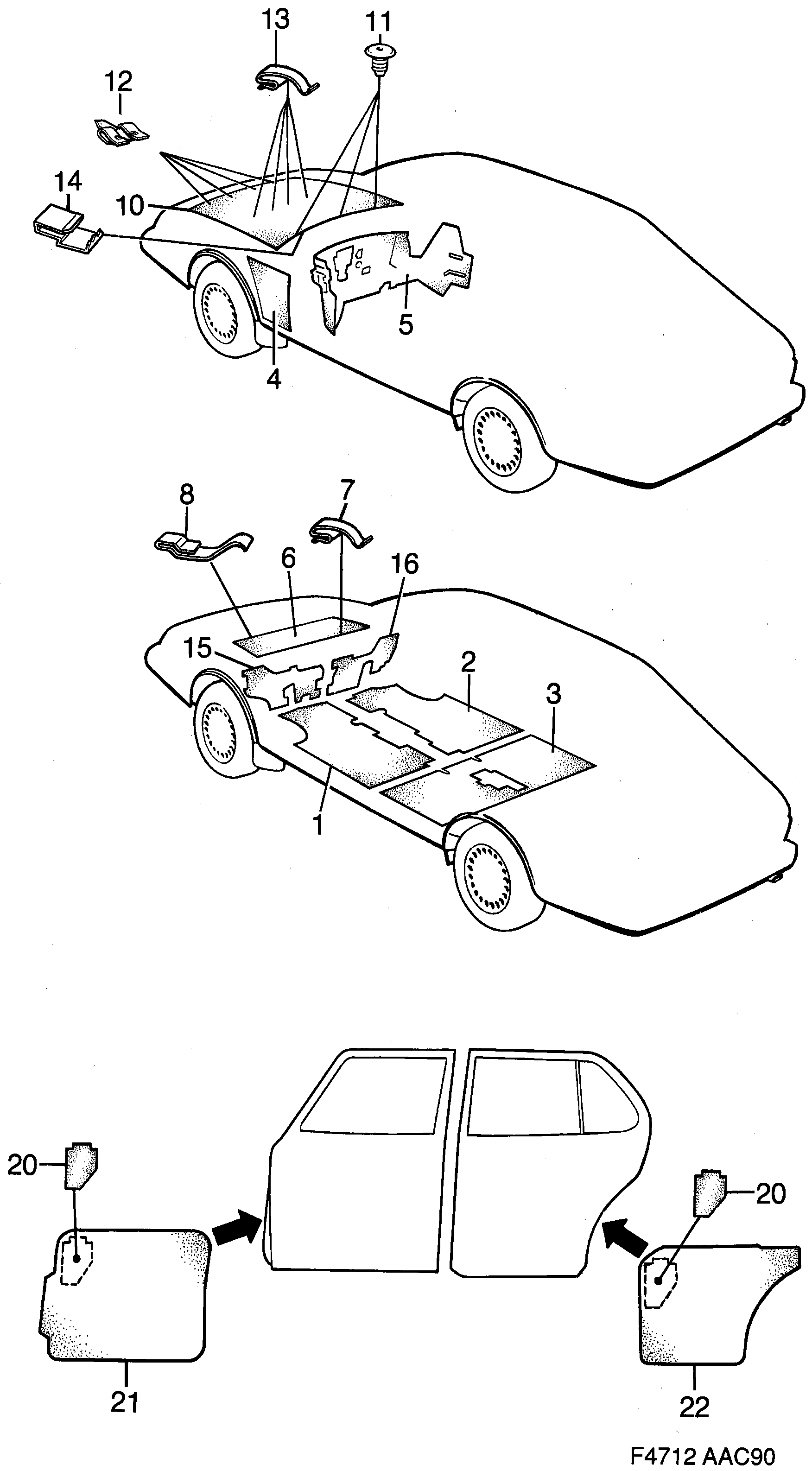 Saab 900 Insulation diagram