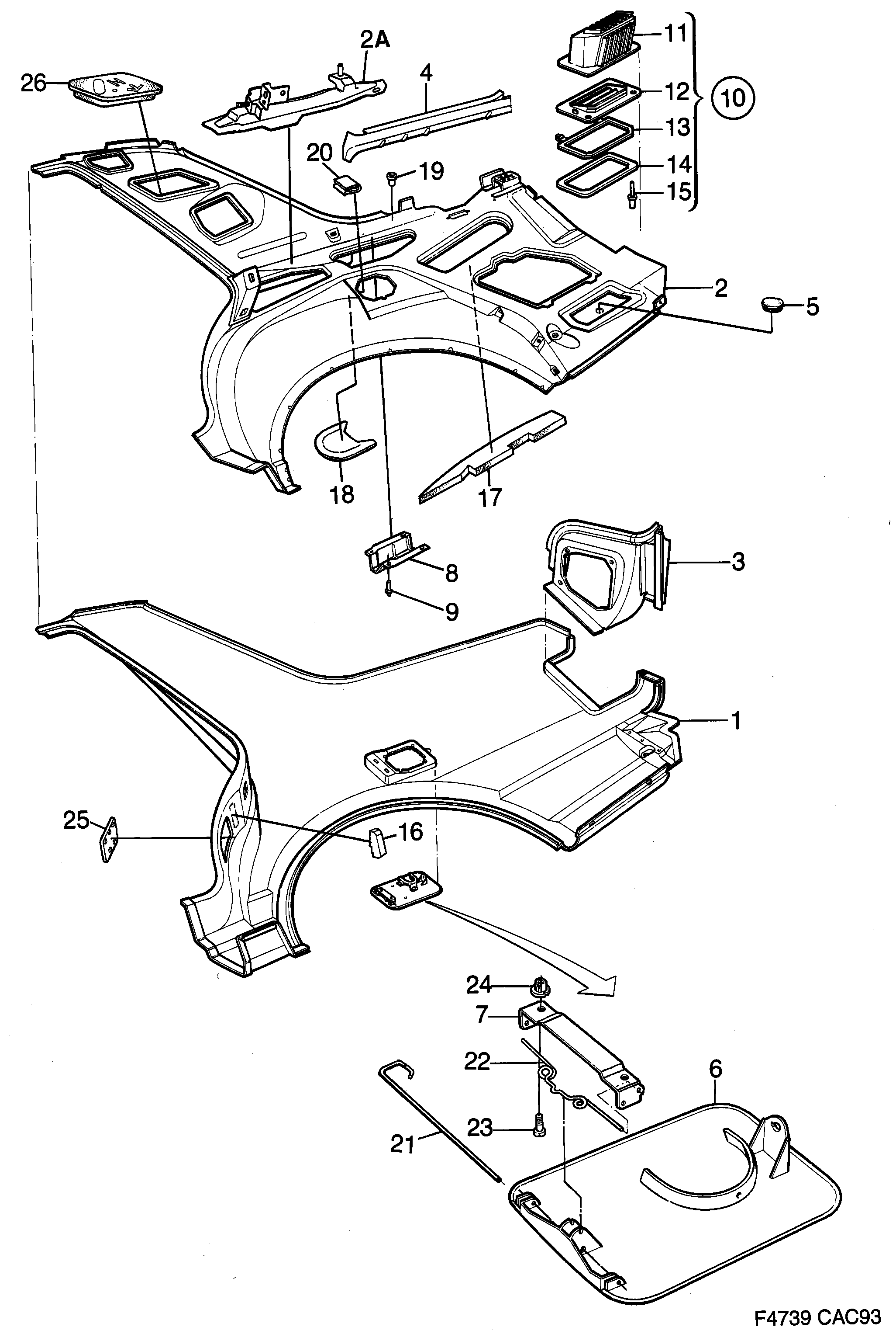 Saab 9000 Valance diagram