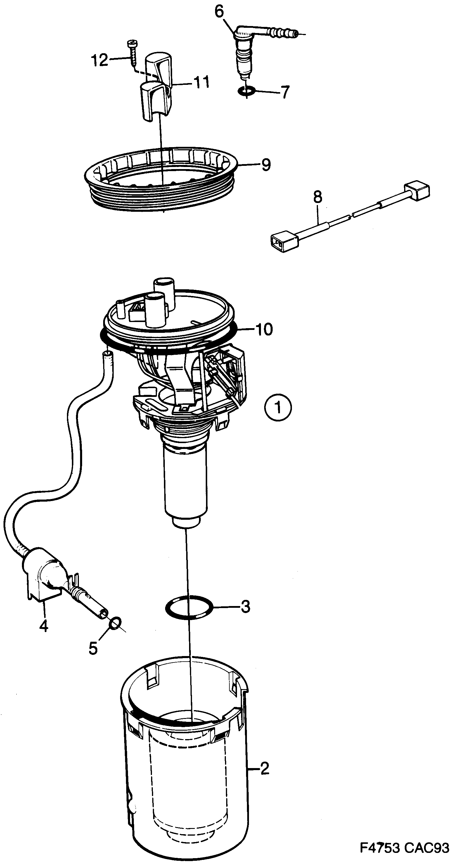 Saab 9000 Fuel pump diagram