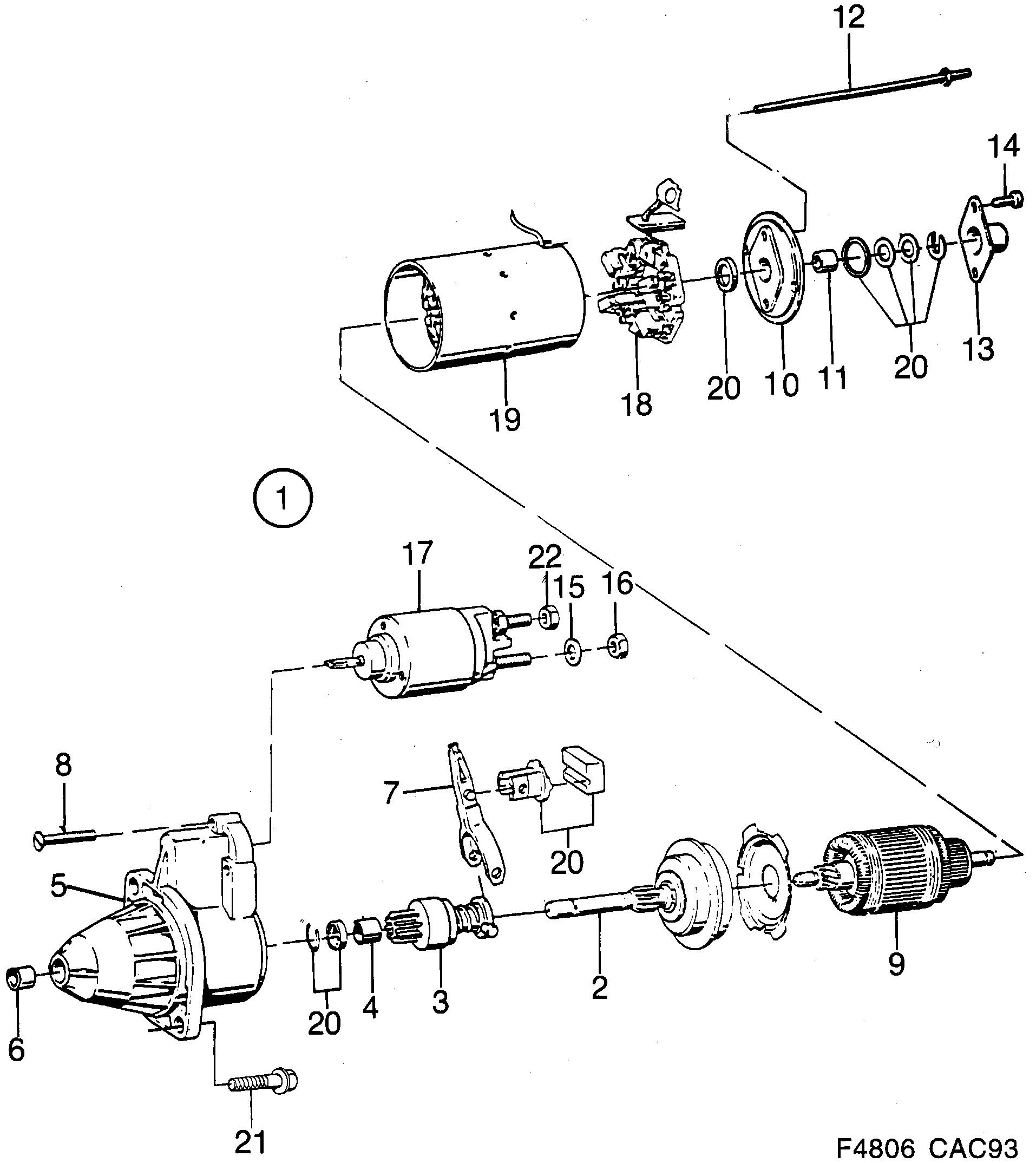 Saab 9000 Starter motor diagram