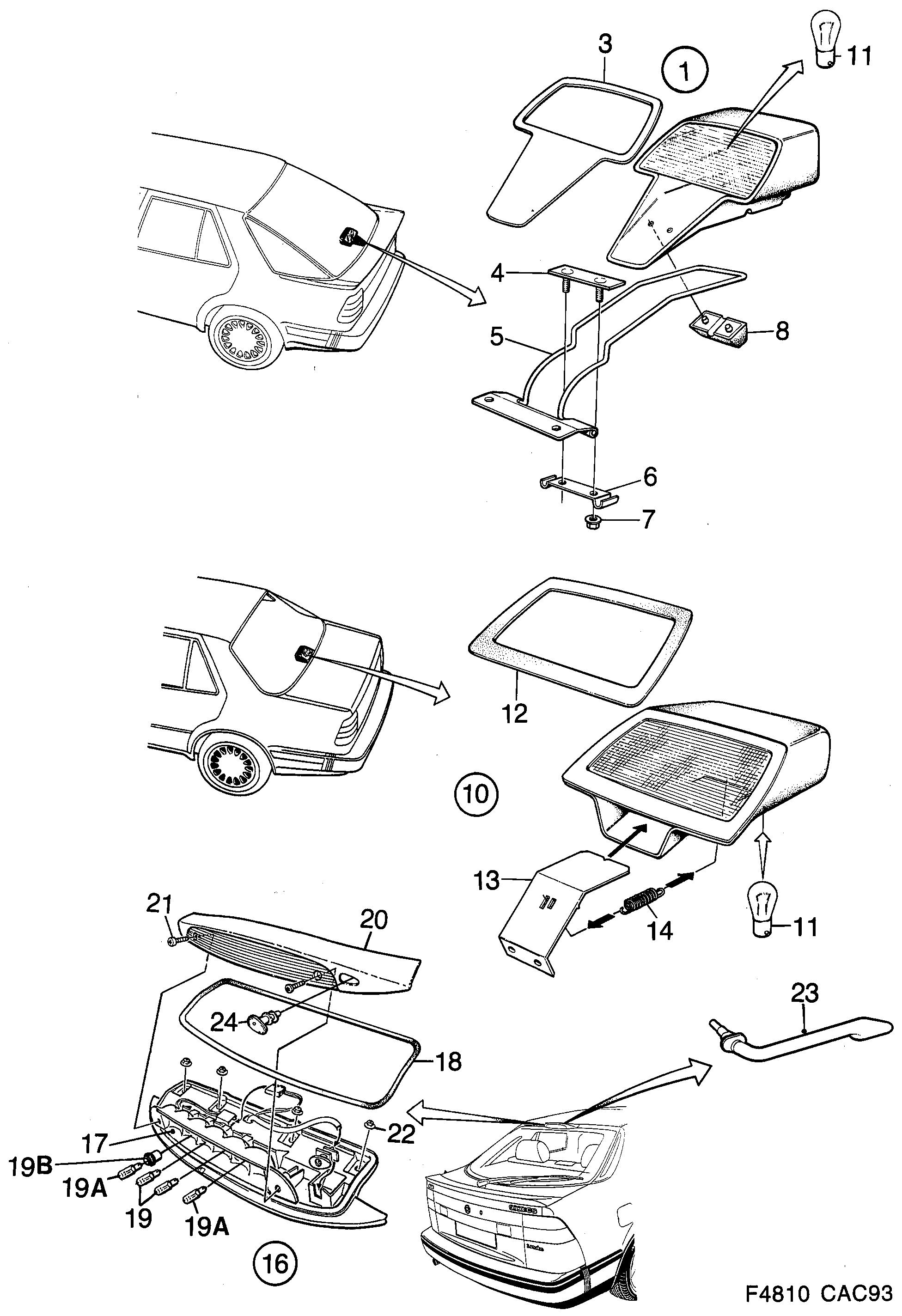 Saab 9000 Stop light High mounted diagram