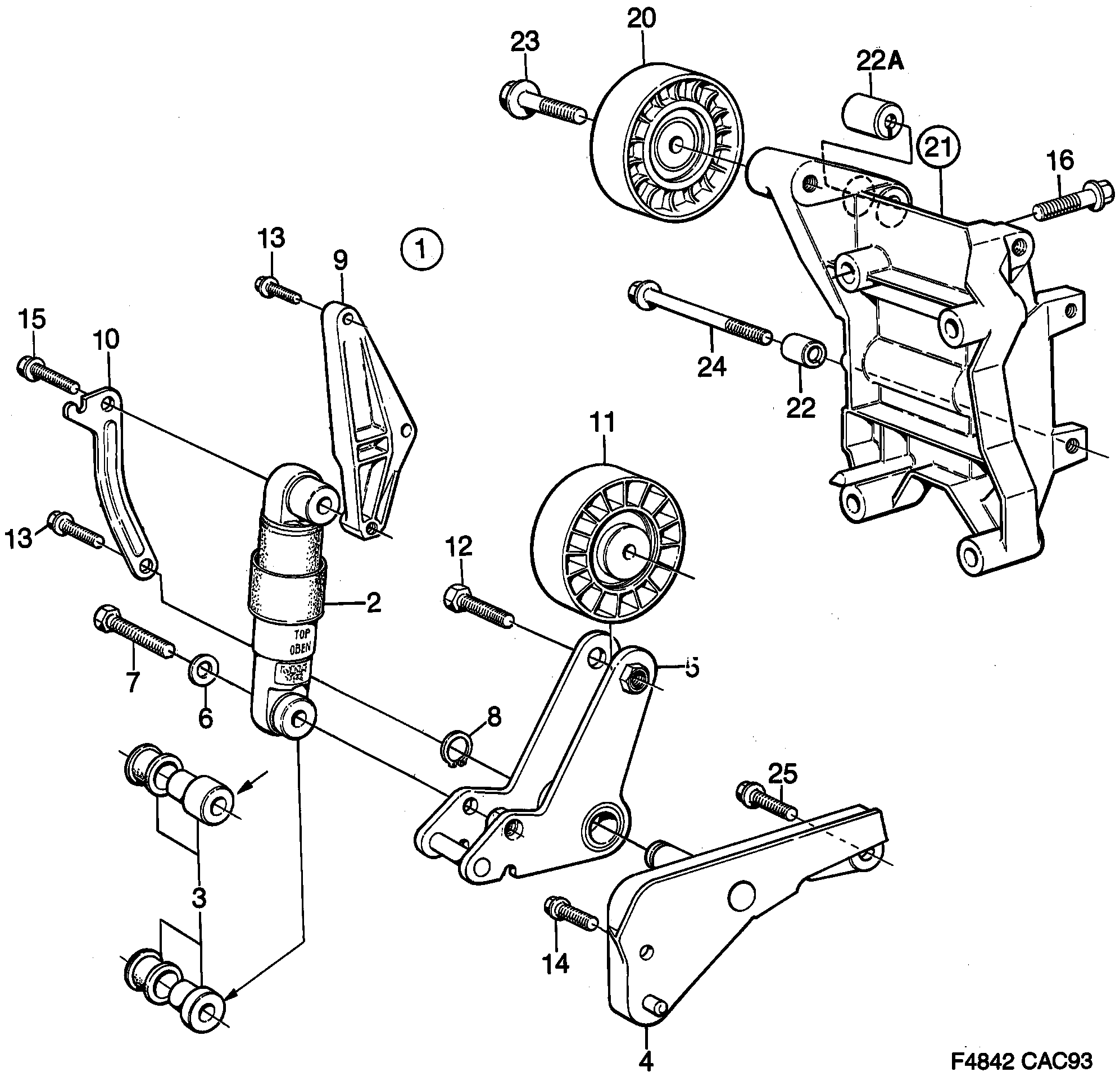 Saab 9000 Belt tensioner diagram