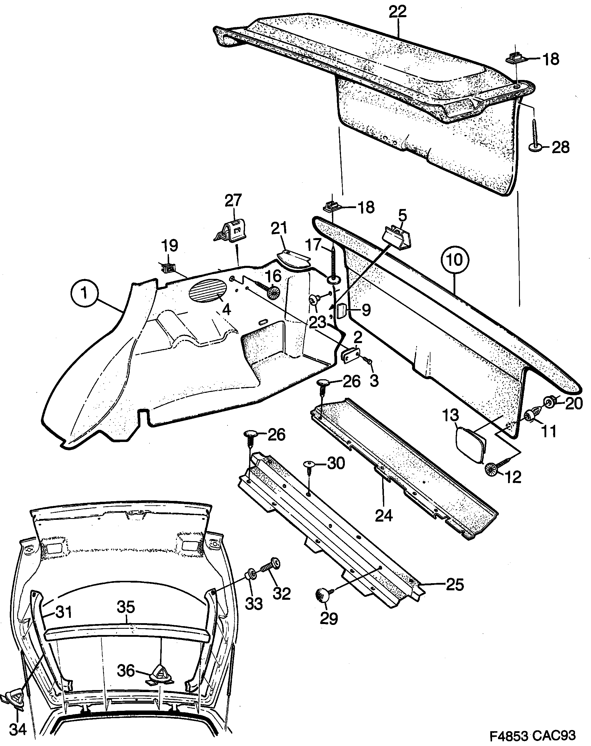 Saab 9000 Luggage compartment diagram