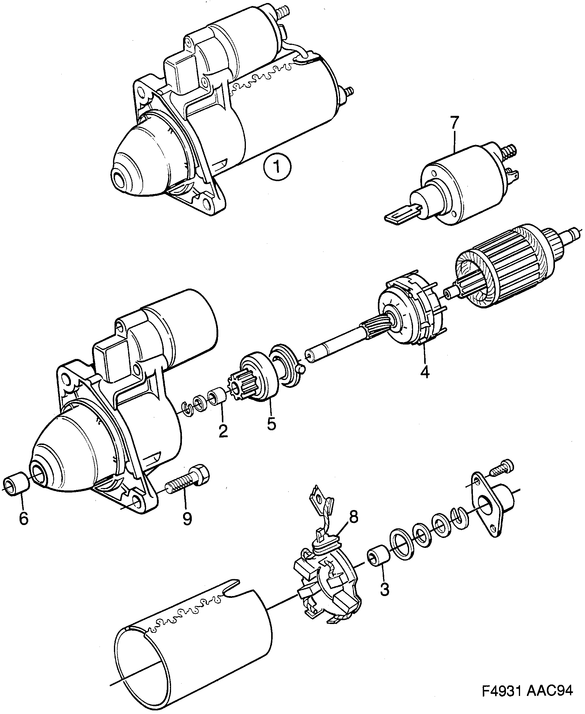 Saab 900 Starter motor 6-cylinder diagram