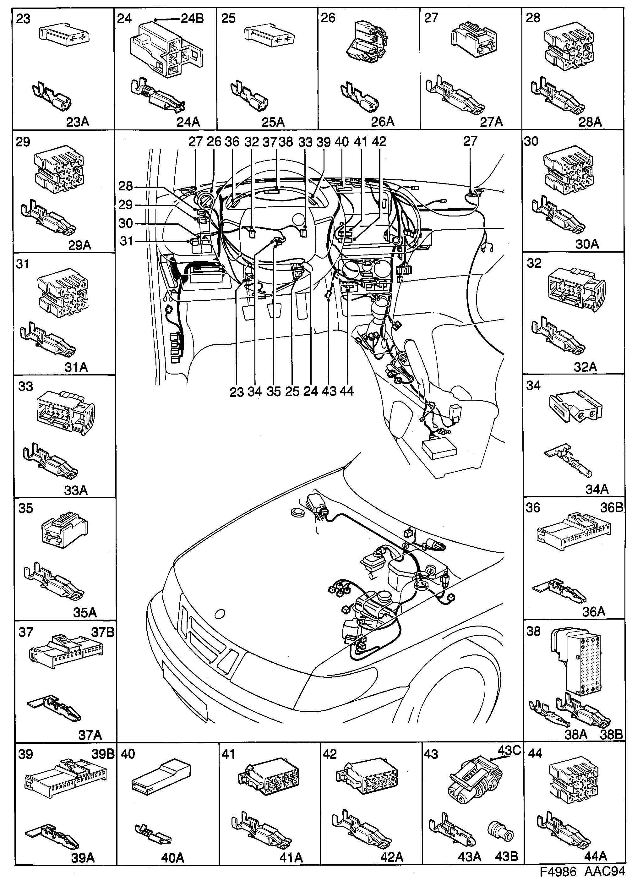 Saab 900 Instrument panel diagram