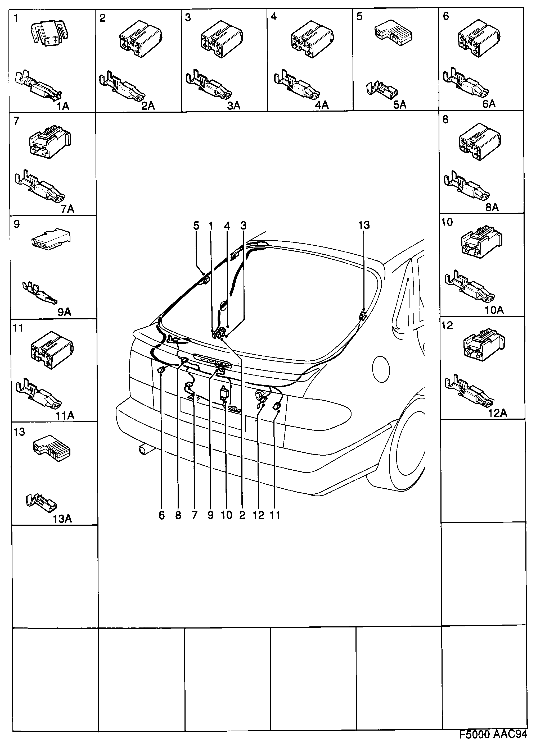 Saab 900 Trunk lid diagram