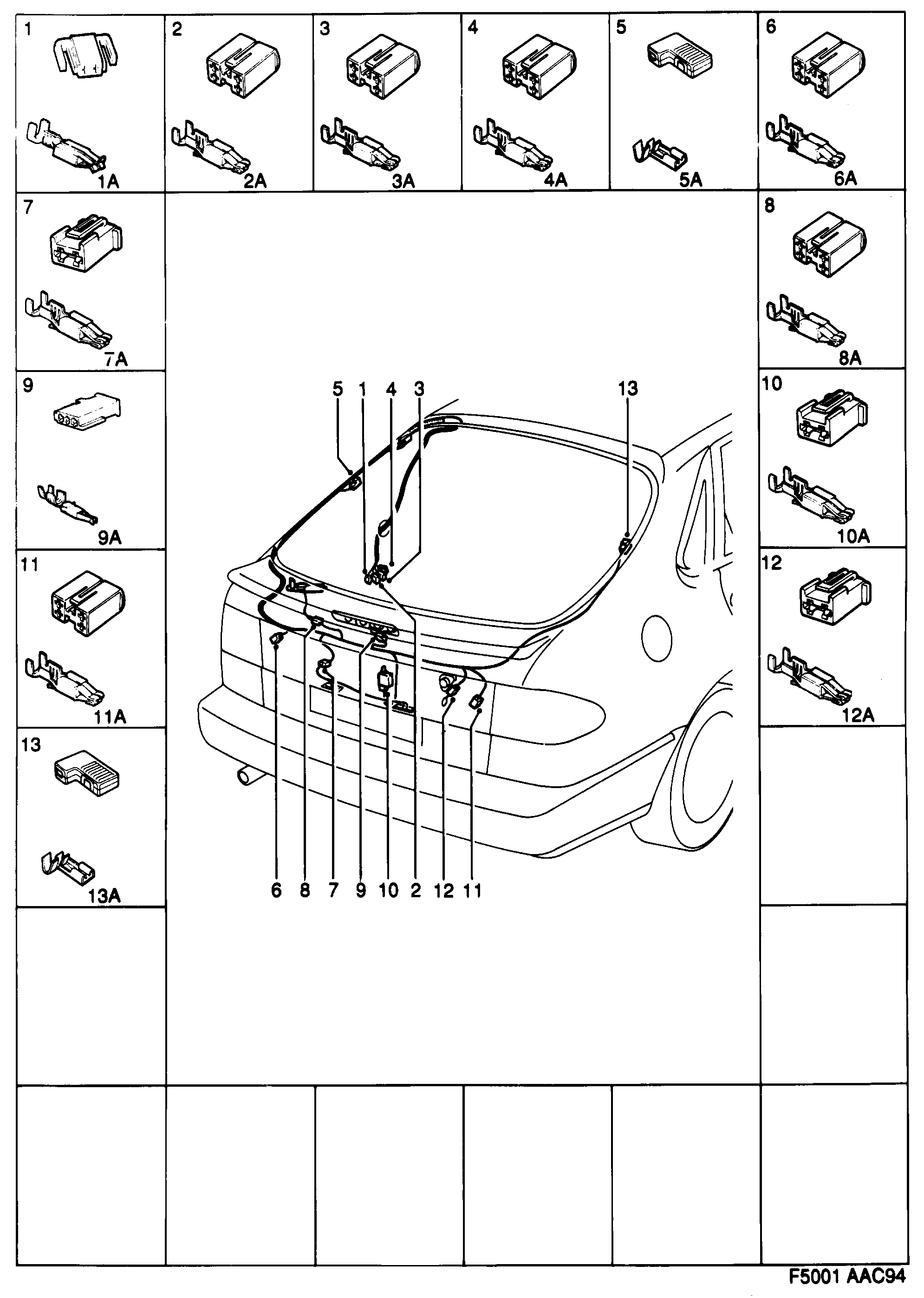 Saab 900 Trunk lid diagram