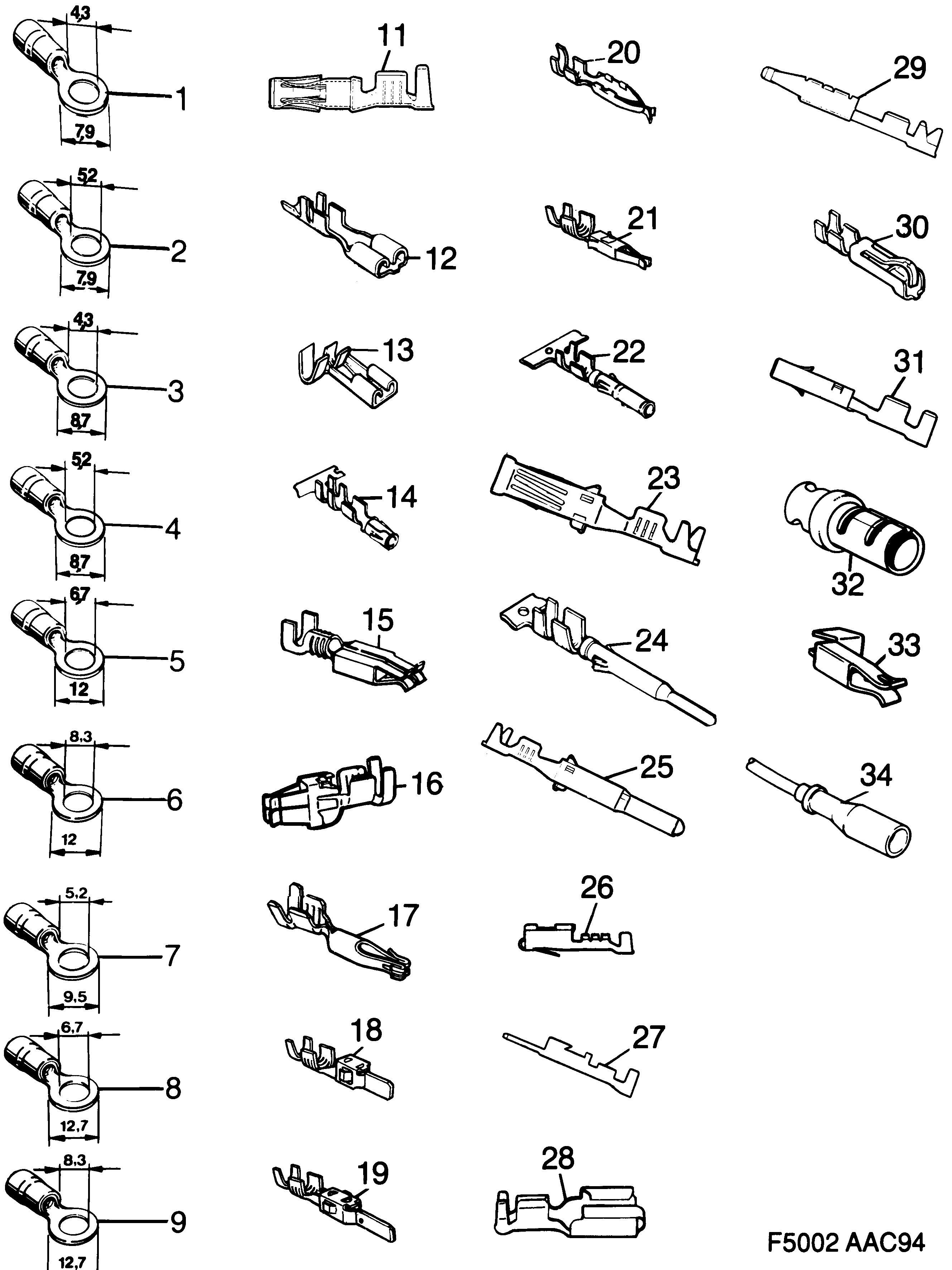 Saab 900 Cable terminal diagram