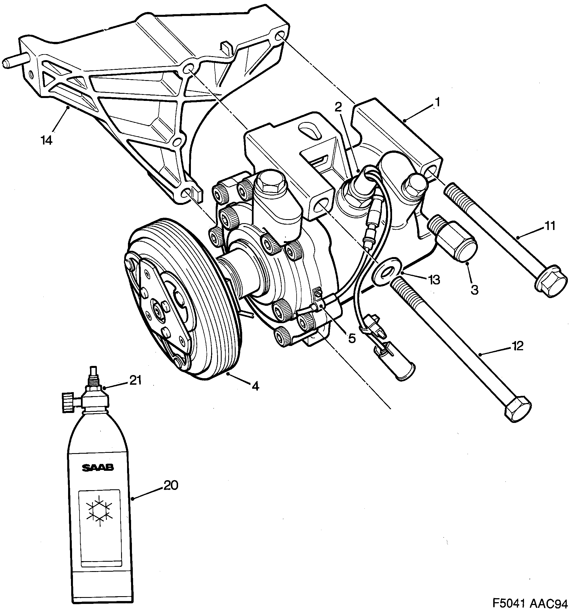 Saab 900 AC compressor diagram