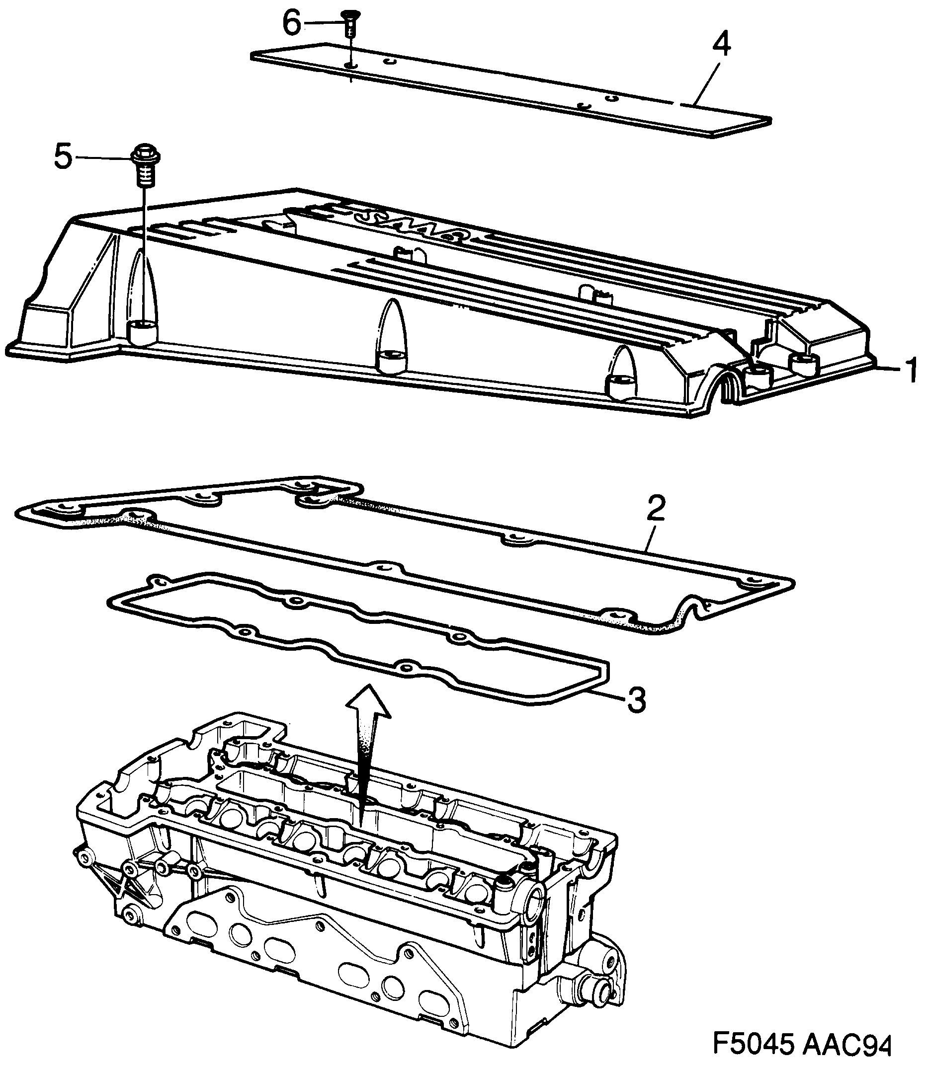 Saab 900 Valve cover diagram