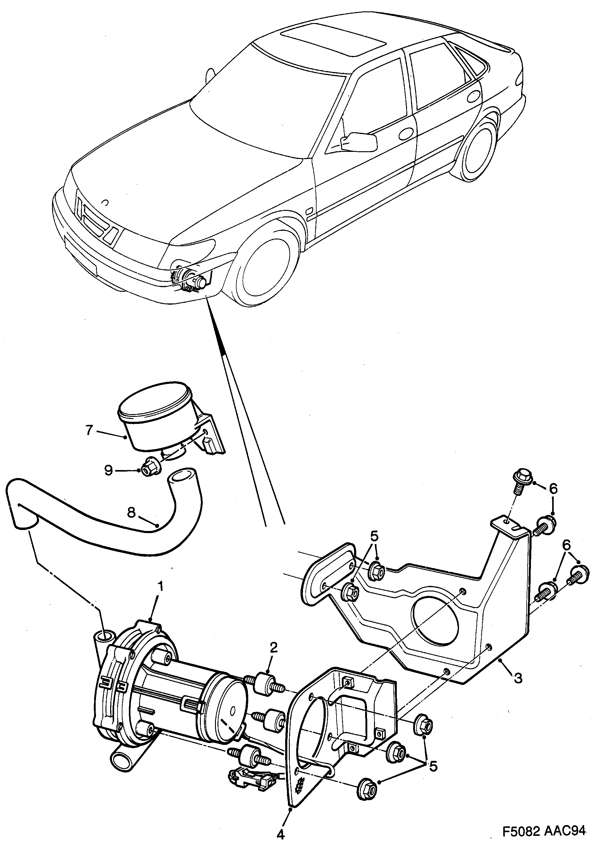 Saab 900 SAI Air pump diagram