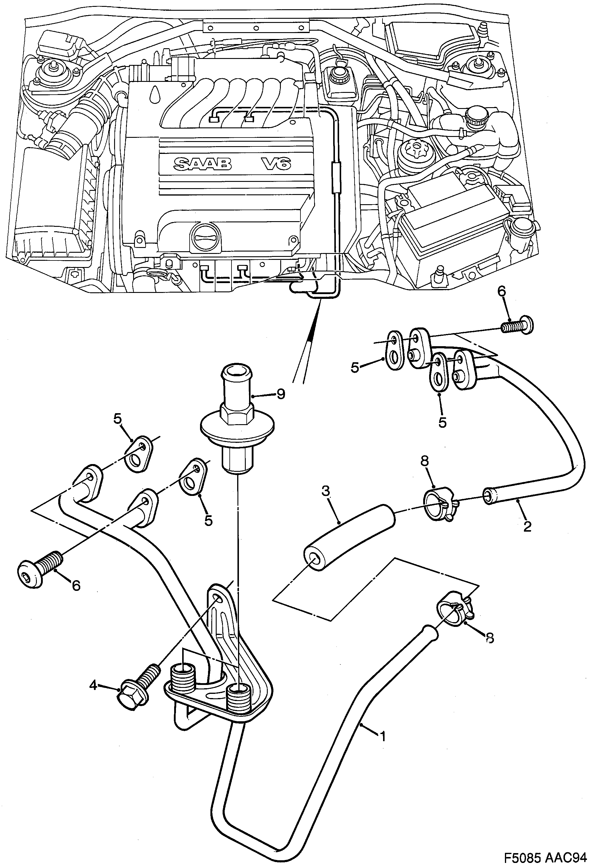 Saab 900 SAI Non-ret. valve diagram