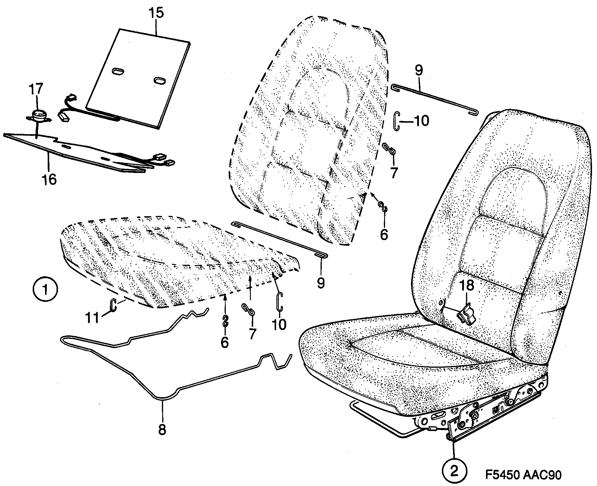 Saab 900 Front seats Part 1 Manuel diagram
