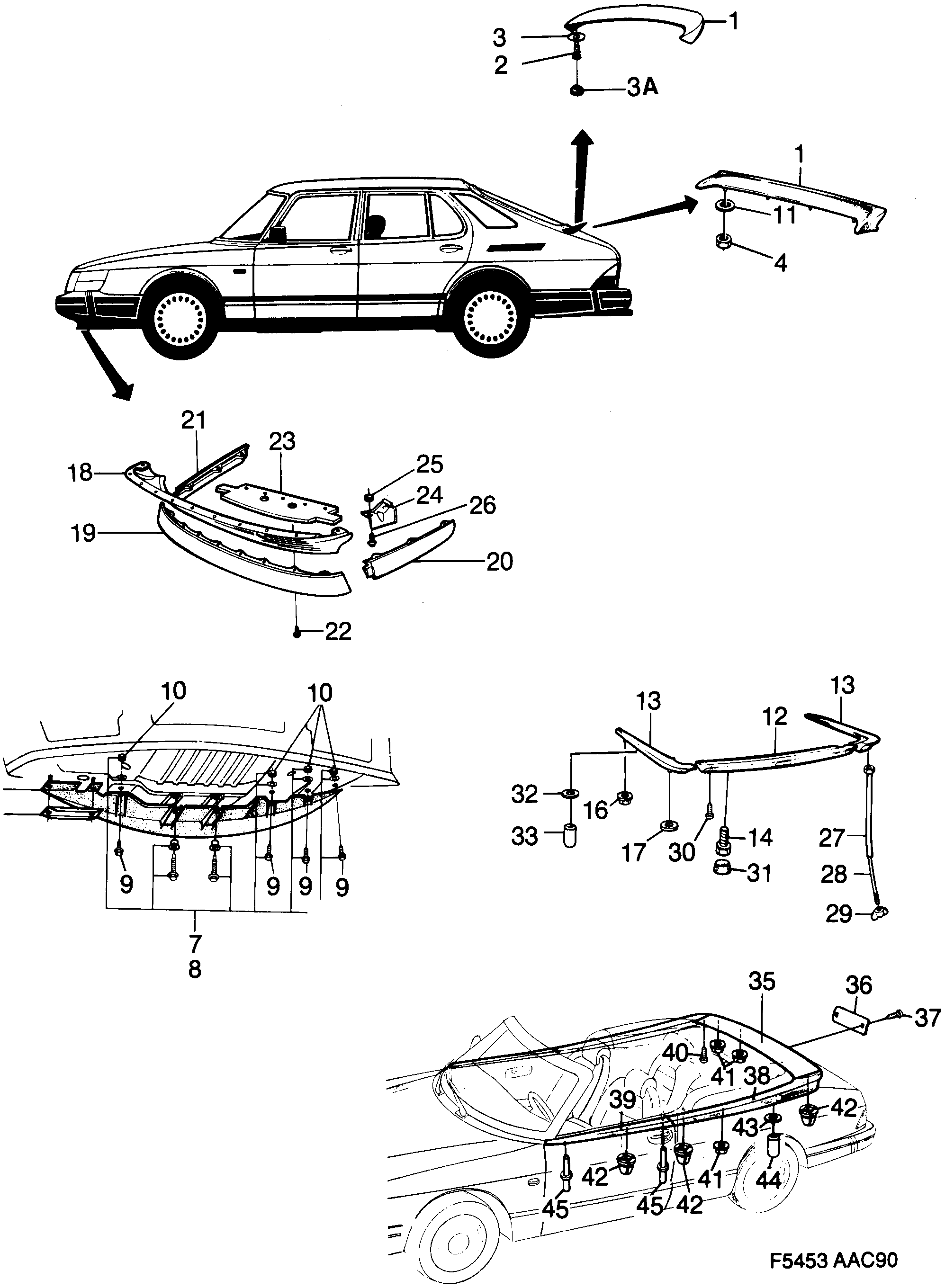 Saab 900 Spoiler diagram