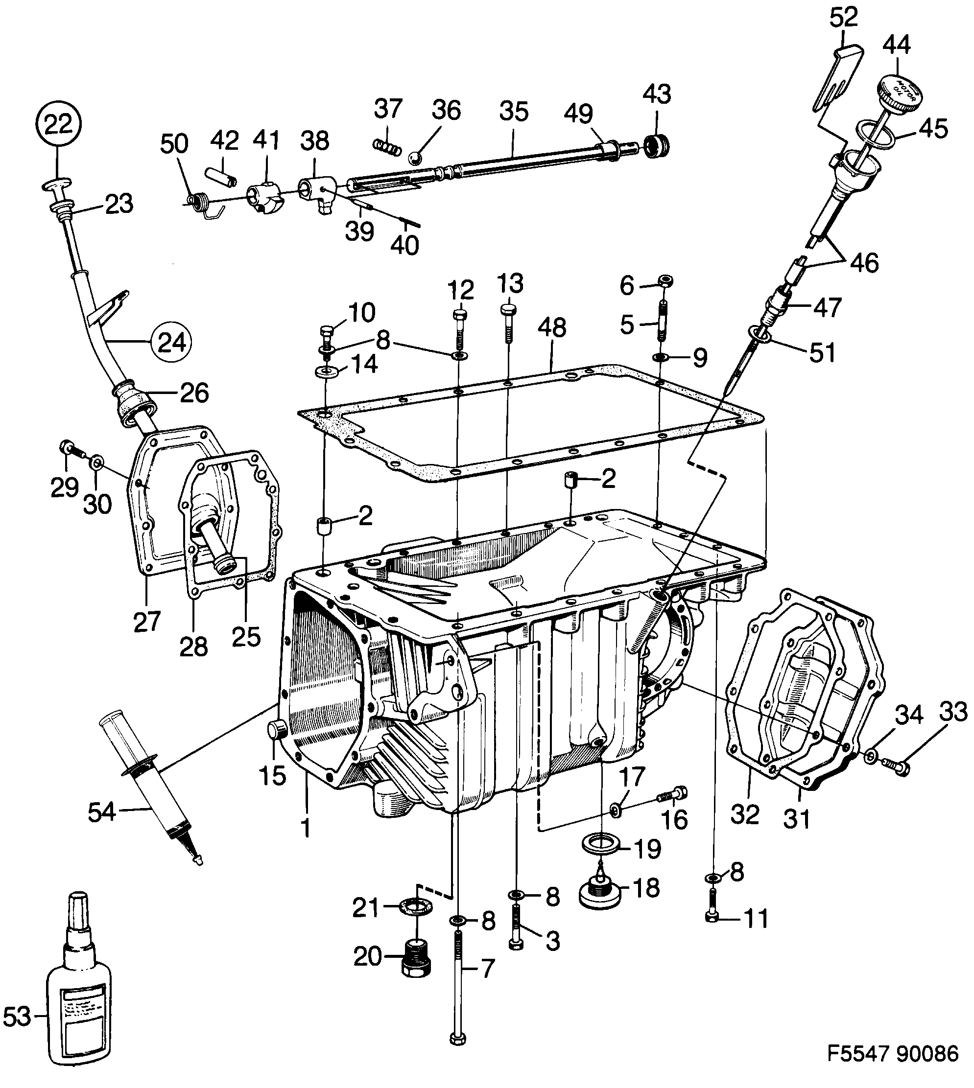 Saab 900 Gear box case, oil pan -1988 diagram