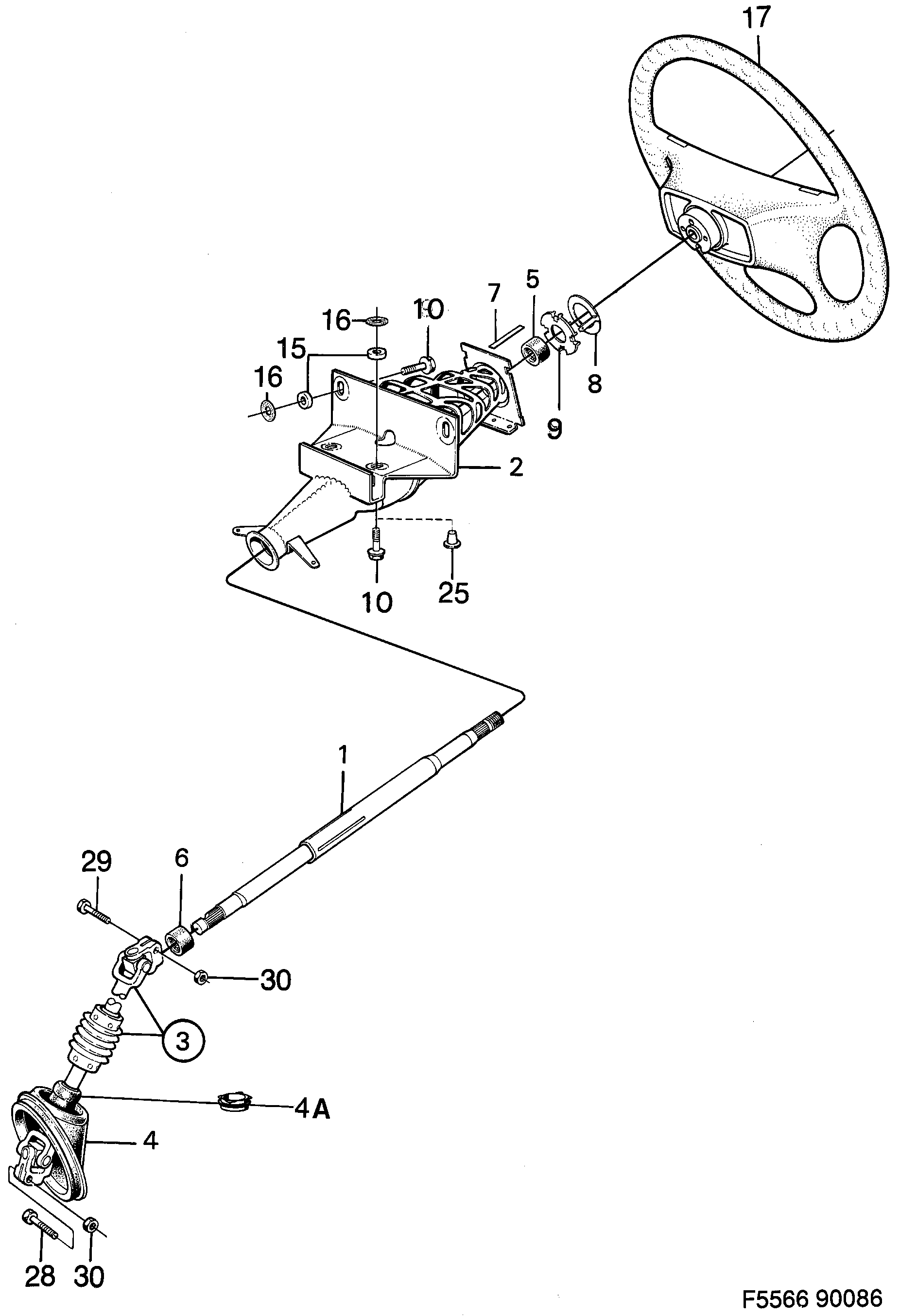Saab 900 Steering shaft diagram