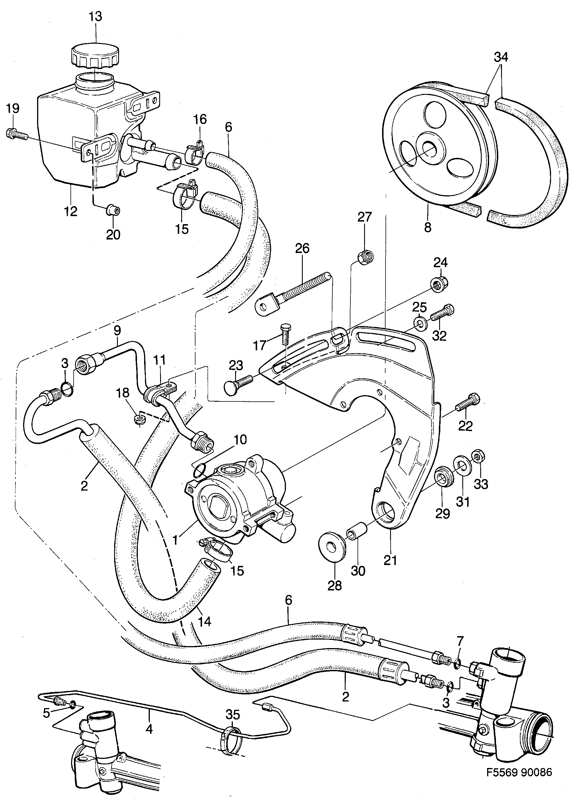 Saab 900 Hydraulic pump diagram