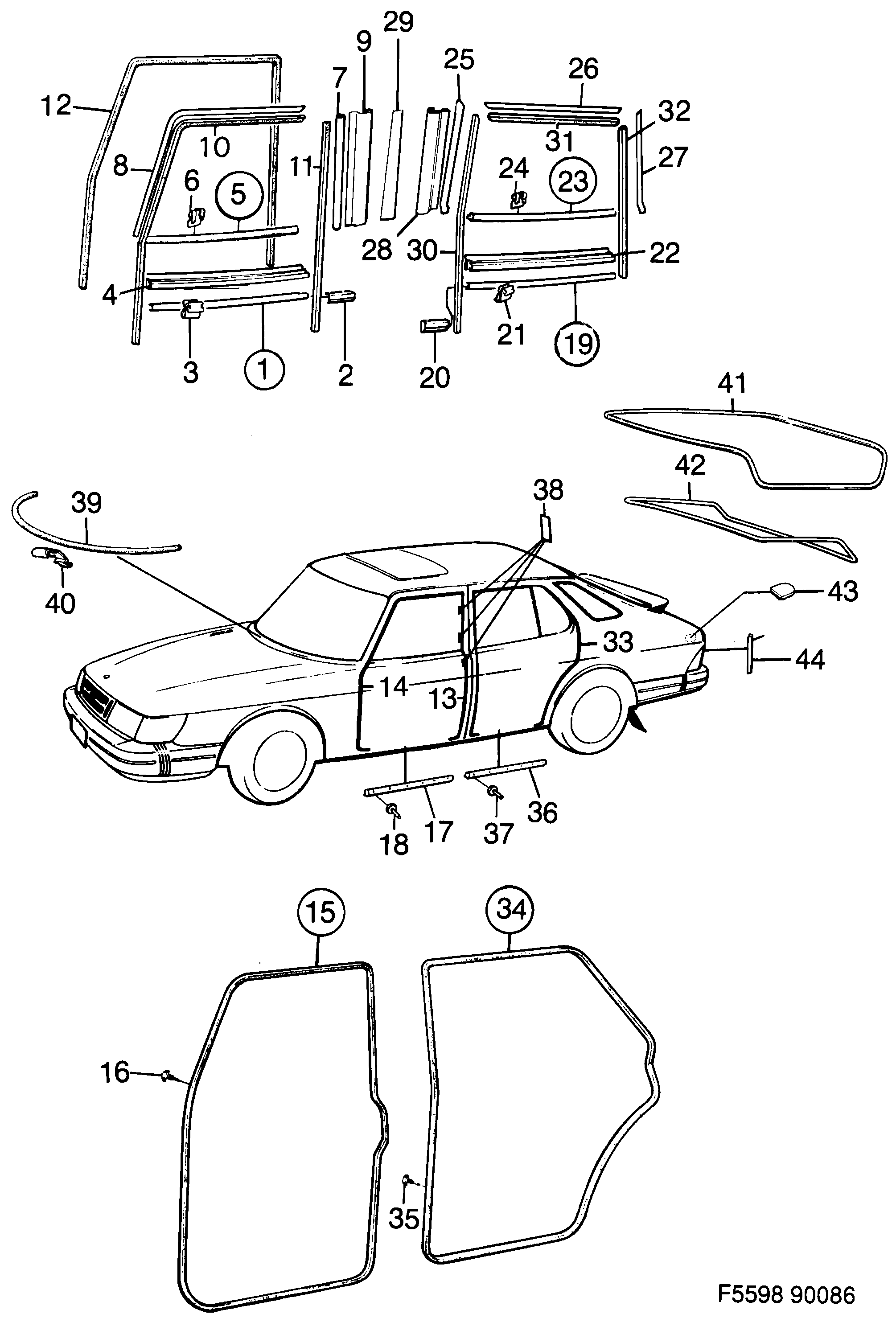 Saab 900 Other sealings diagram