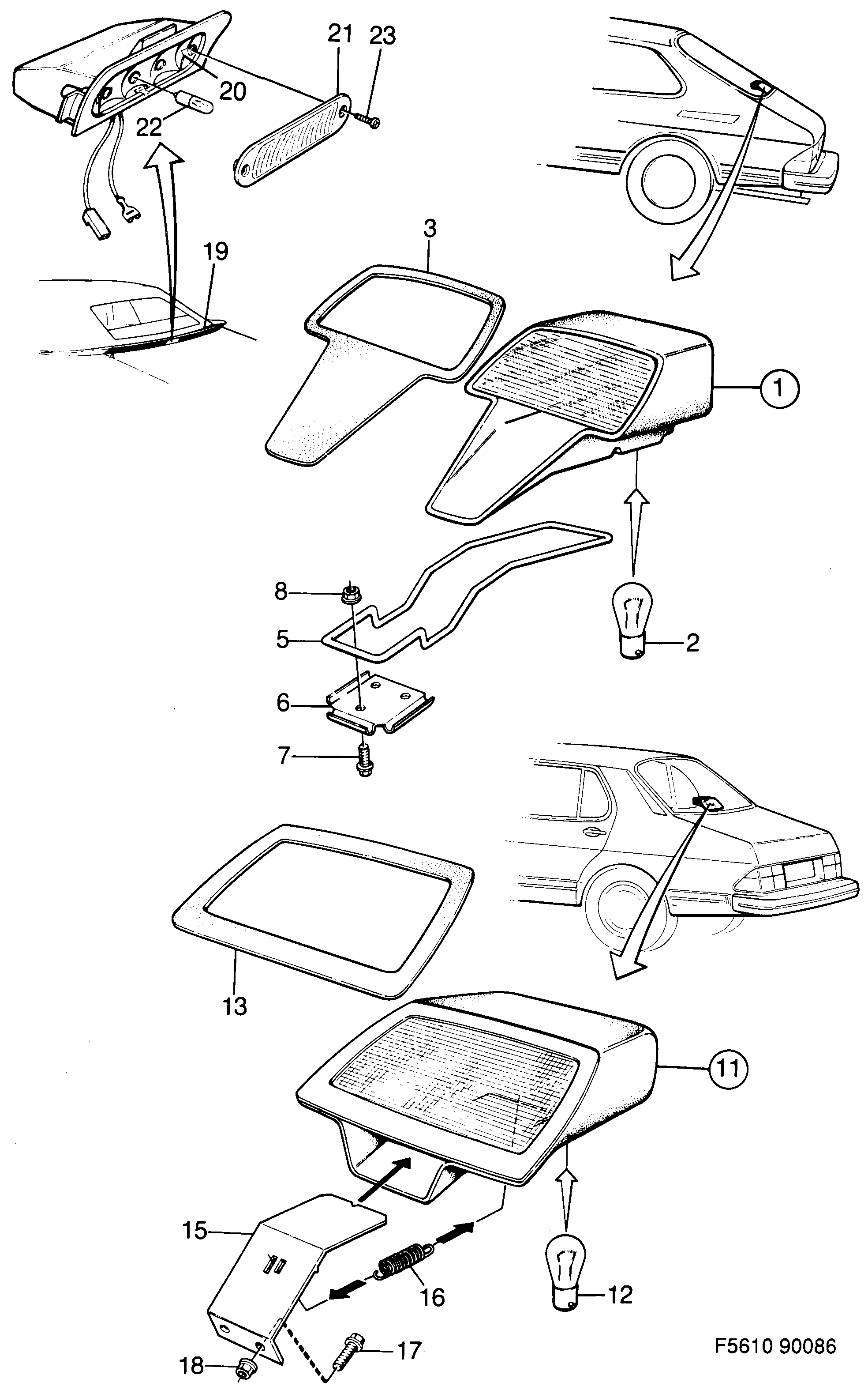 Saab 900 Stop light High mounted diagram