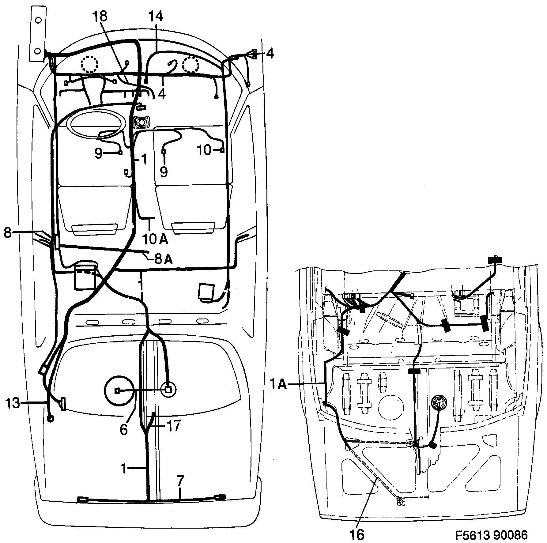 Saab 900 Instruments and rear diagram